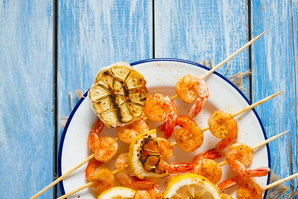 Zesty Garlic Lemon Grilled Shrimp Skewers