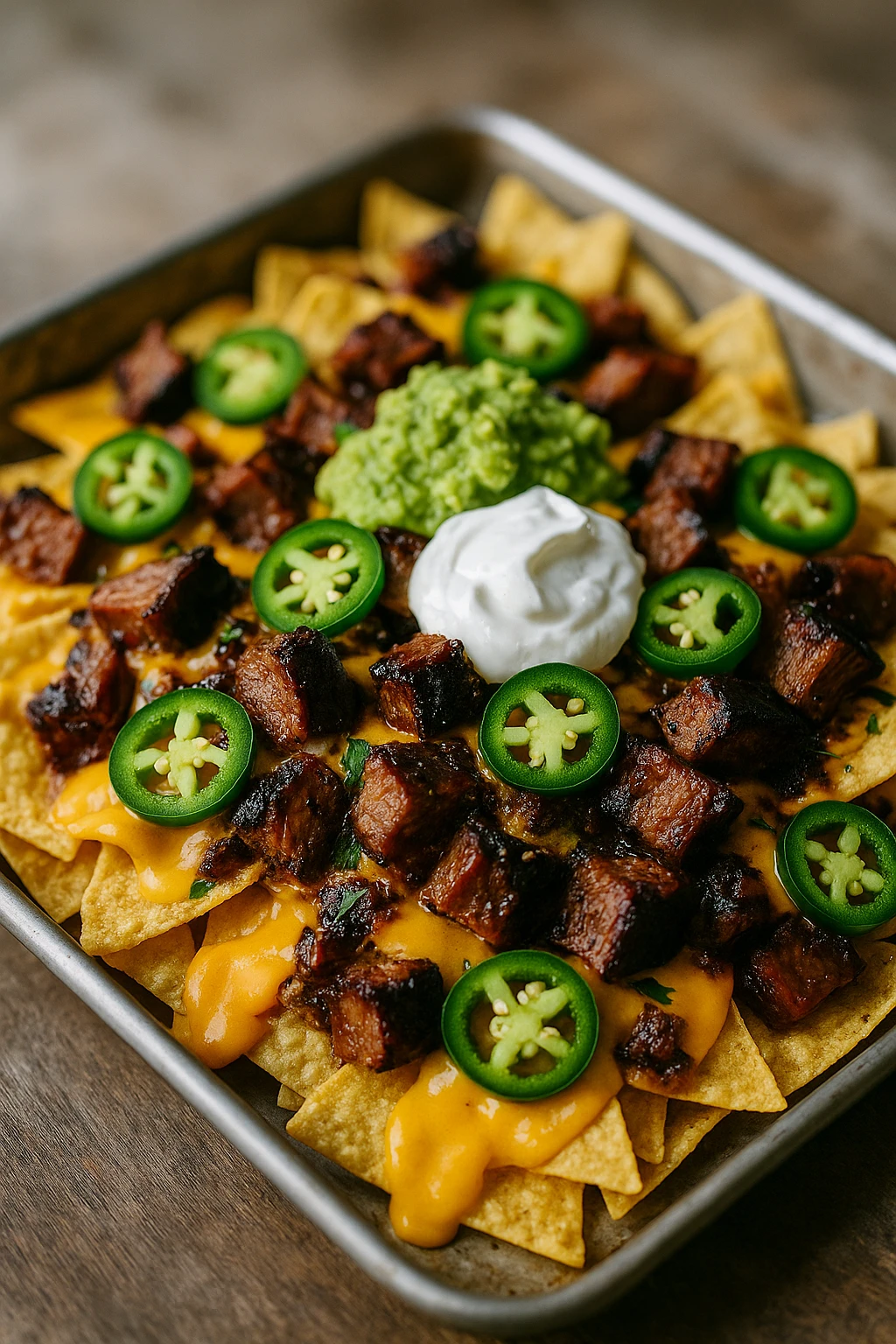 Nachos BBQ au brisket et fromage fondant