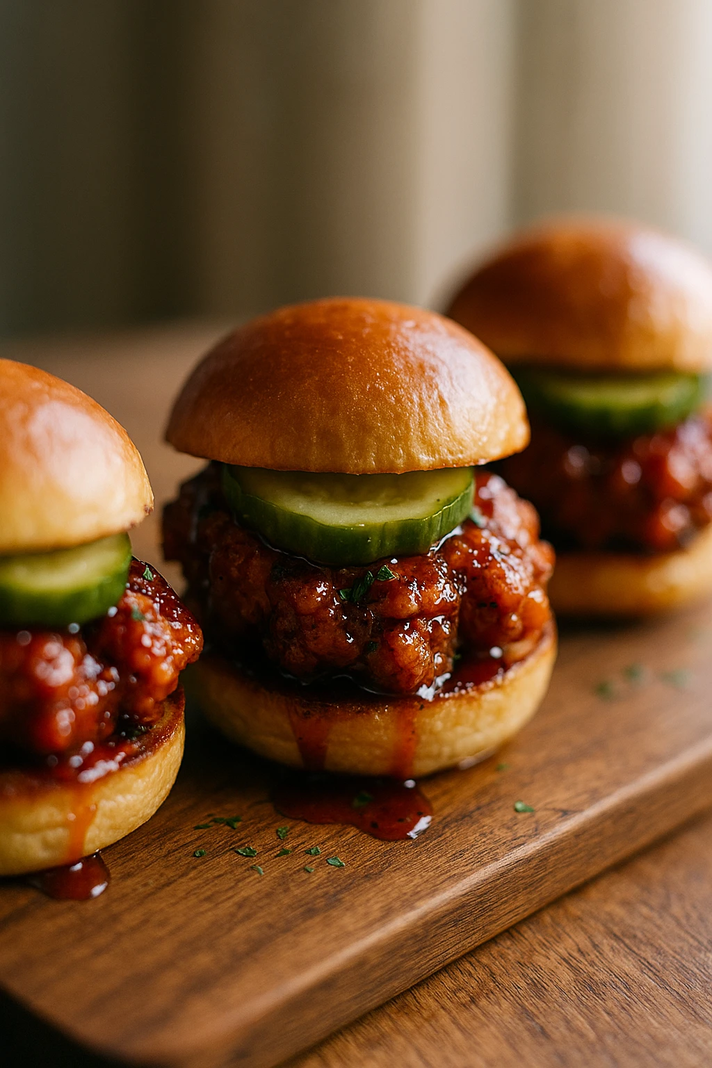 5 Sliders de pollo frito BBQ y miel