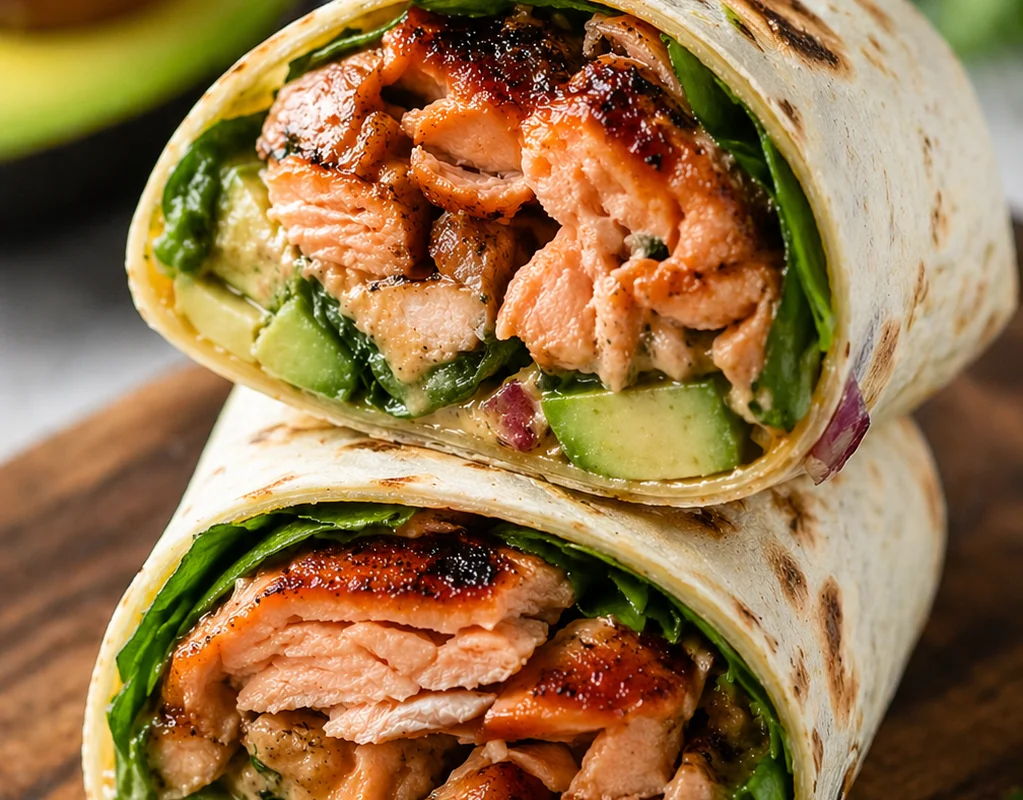 Wrap BBQ au saumon fumé et avocat