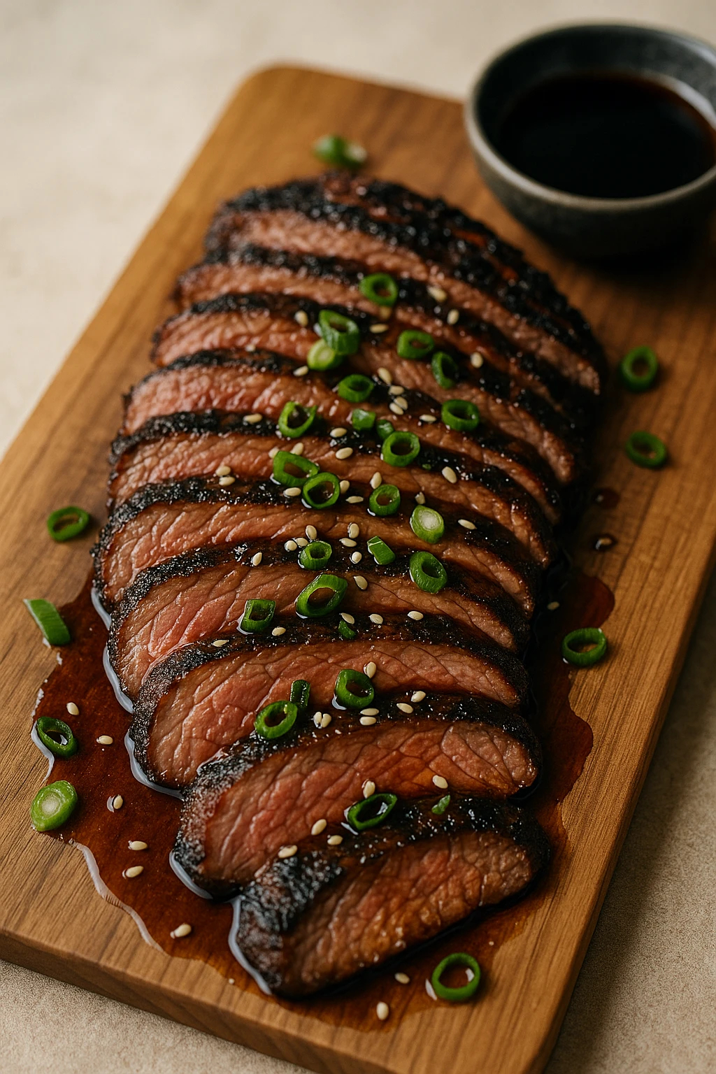 Tri-tip marinado con salsa de soya y jarabe de arce