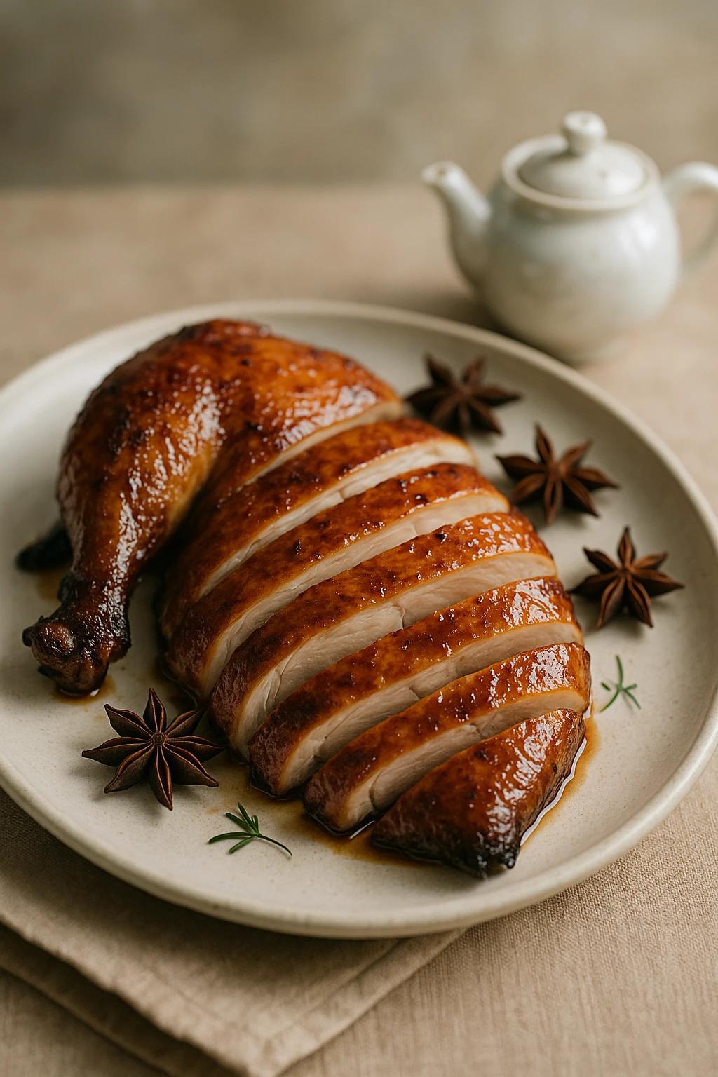 Pollo ahumado con té negro