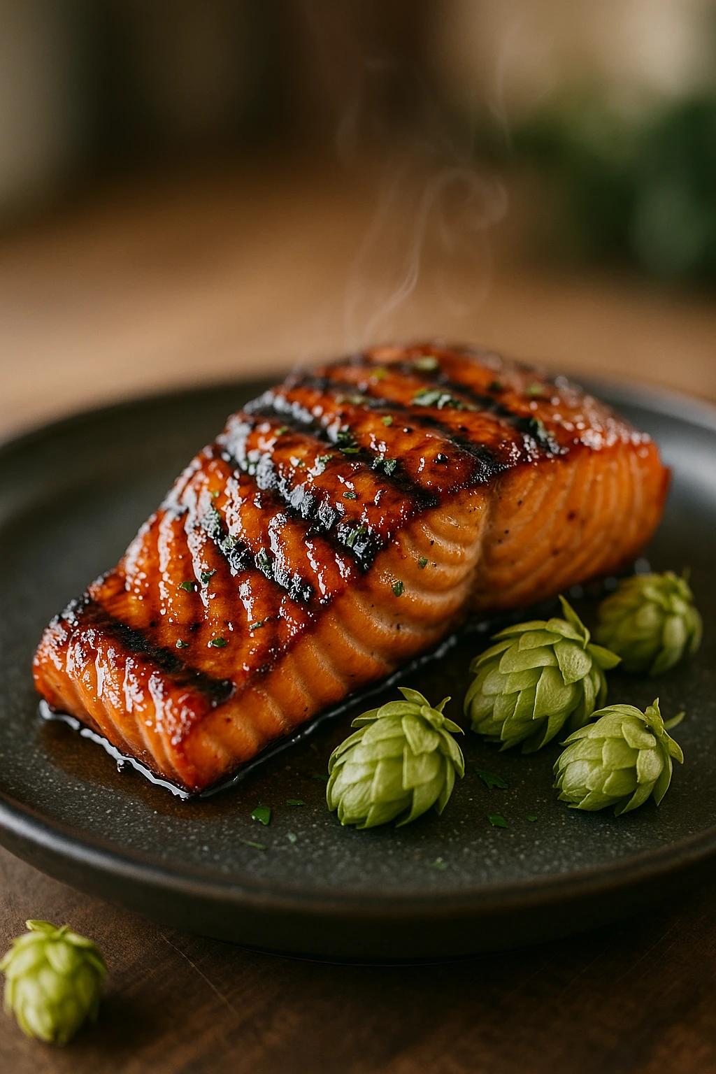Salmón BBQ glaseado con cerveza IPA