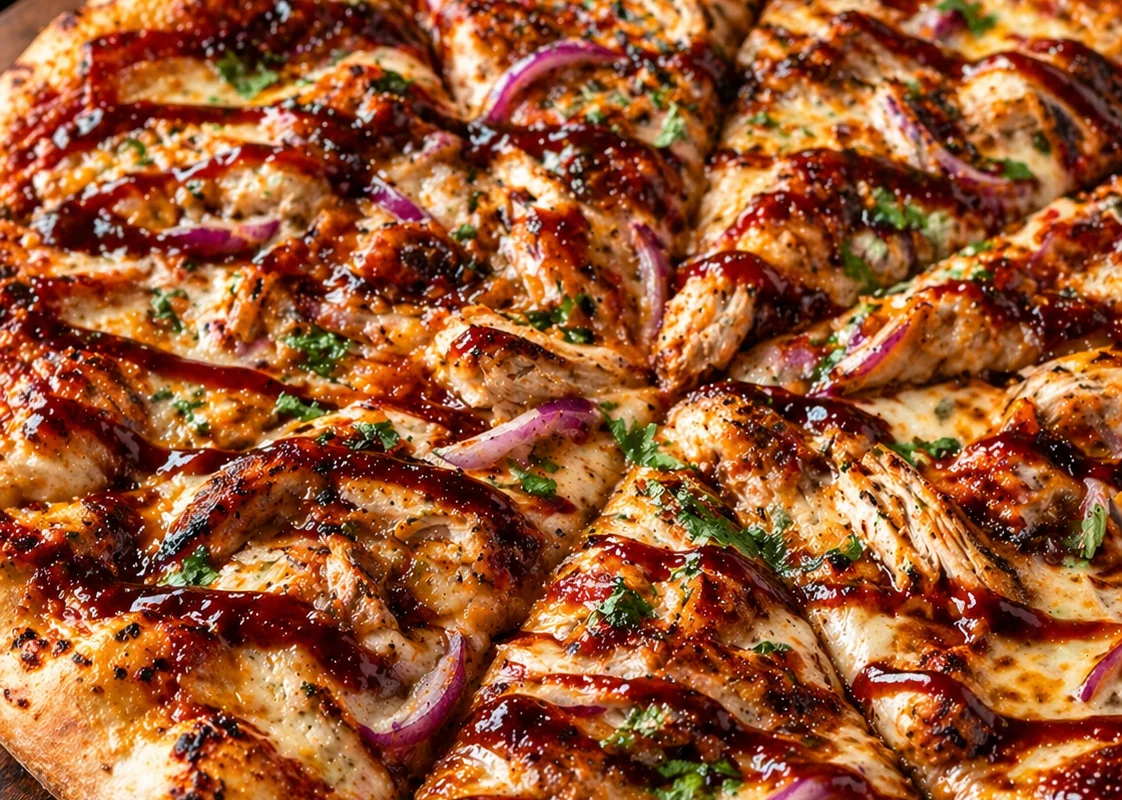 Pizza BBQ au poulet fumé