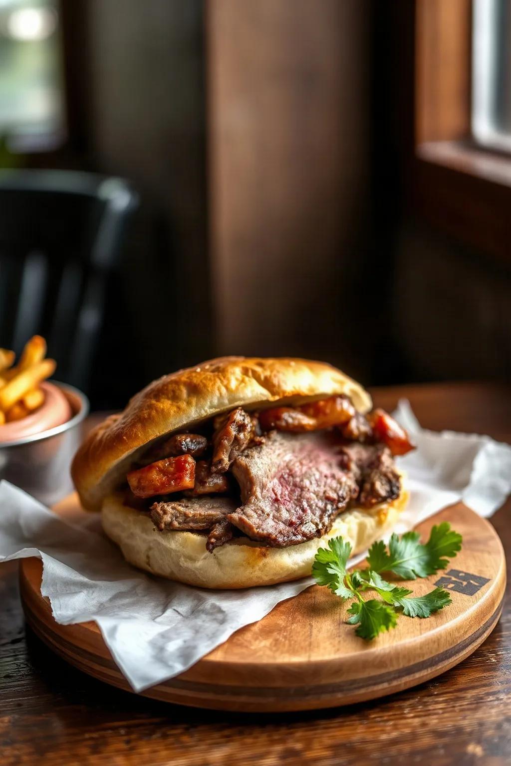 Delicious Barbecued Roast Beef on a Bun