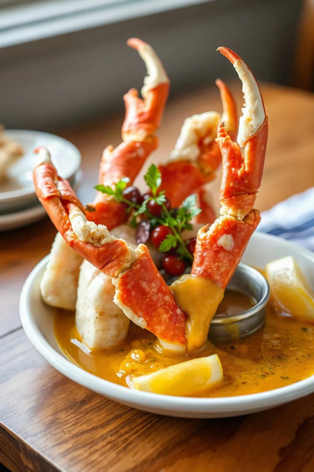 Pattes de crabe avec sauce au beurre à l'ail