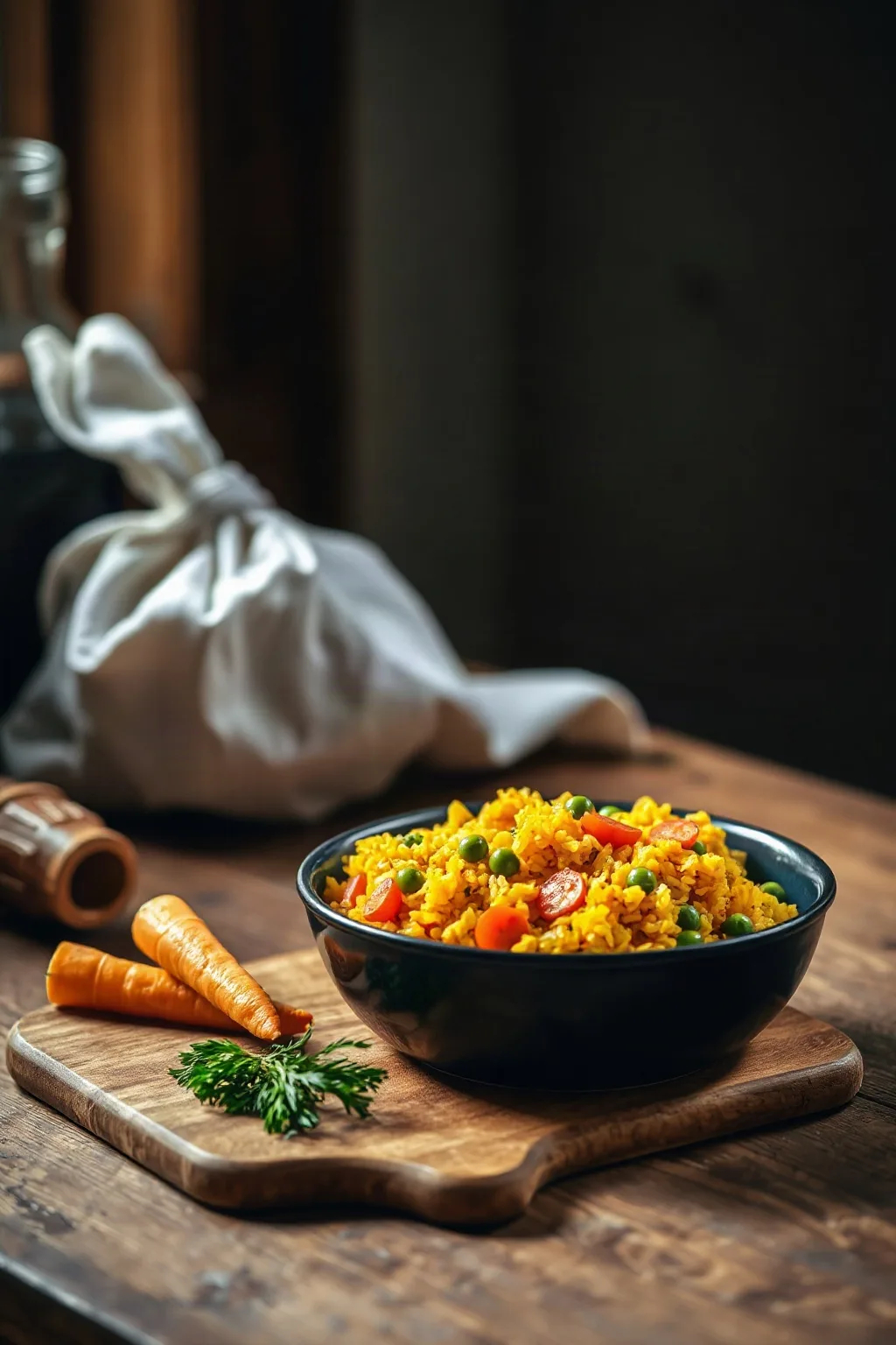 Fragrant Turmeric Rice with Peas and Carrots