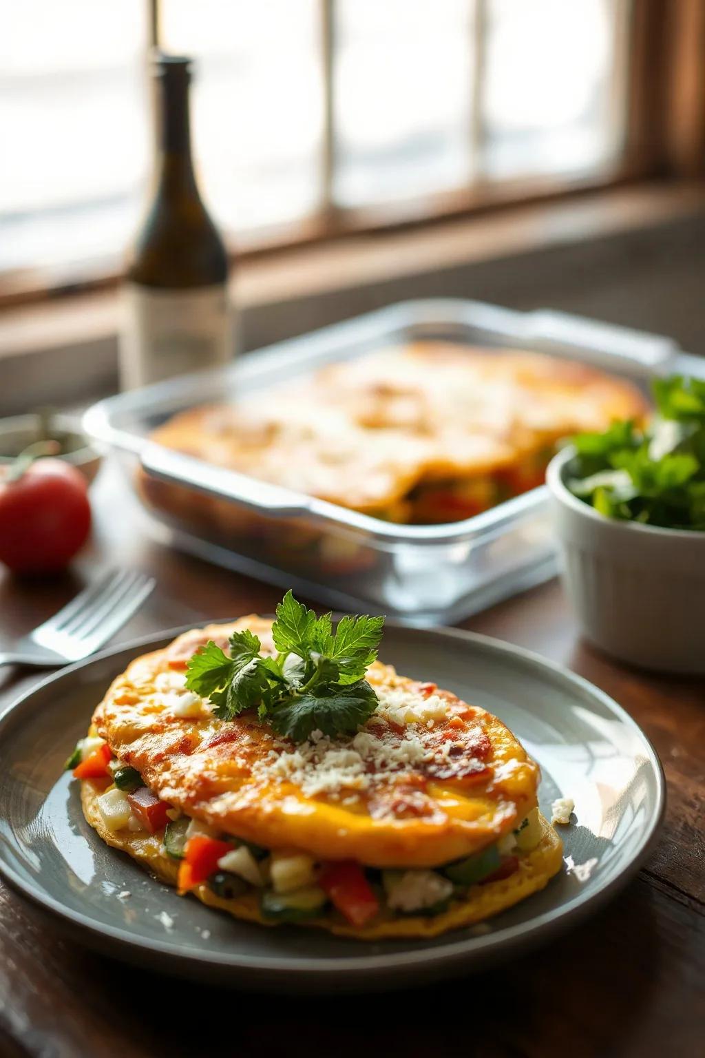 Omelette au four avec légumes et fromage