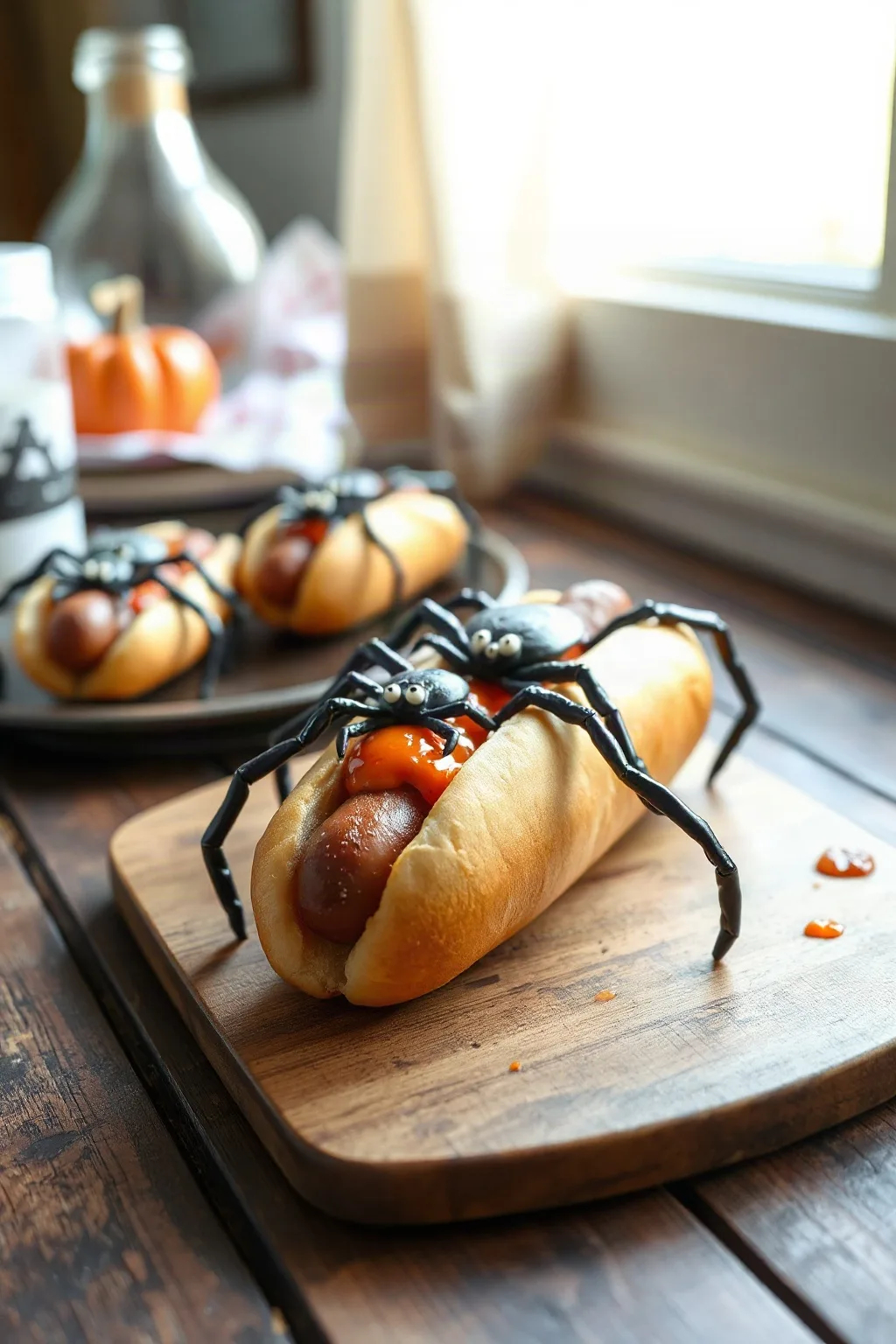 Spooky Spider Halloween Hot Dogs