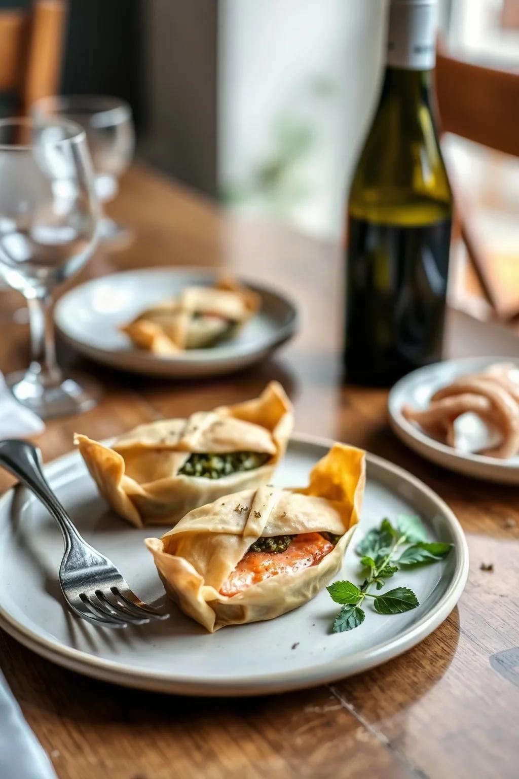 Delicious Pesto Salmon Phyllo Parcels