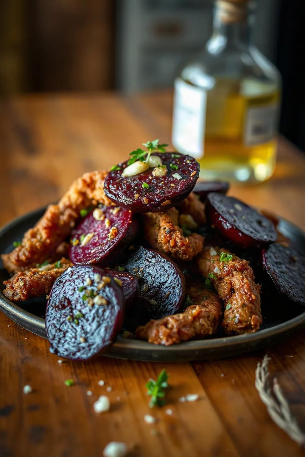 Crispy Fried Beets with Garlic and Herbs