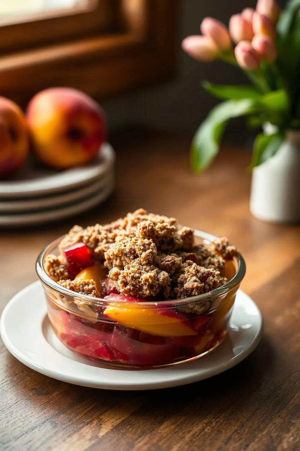 Mum's Rhubarb Peach Crisp