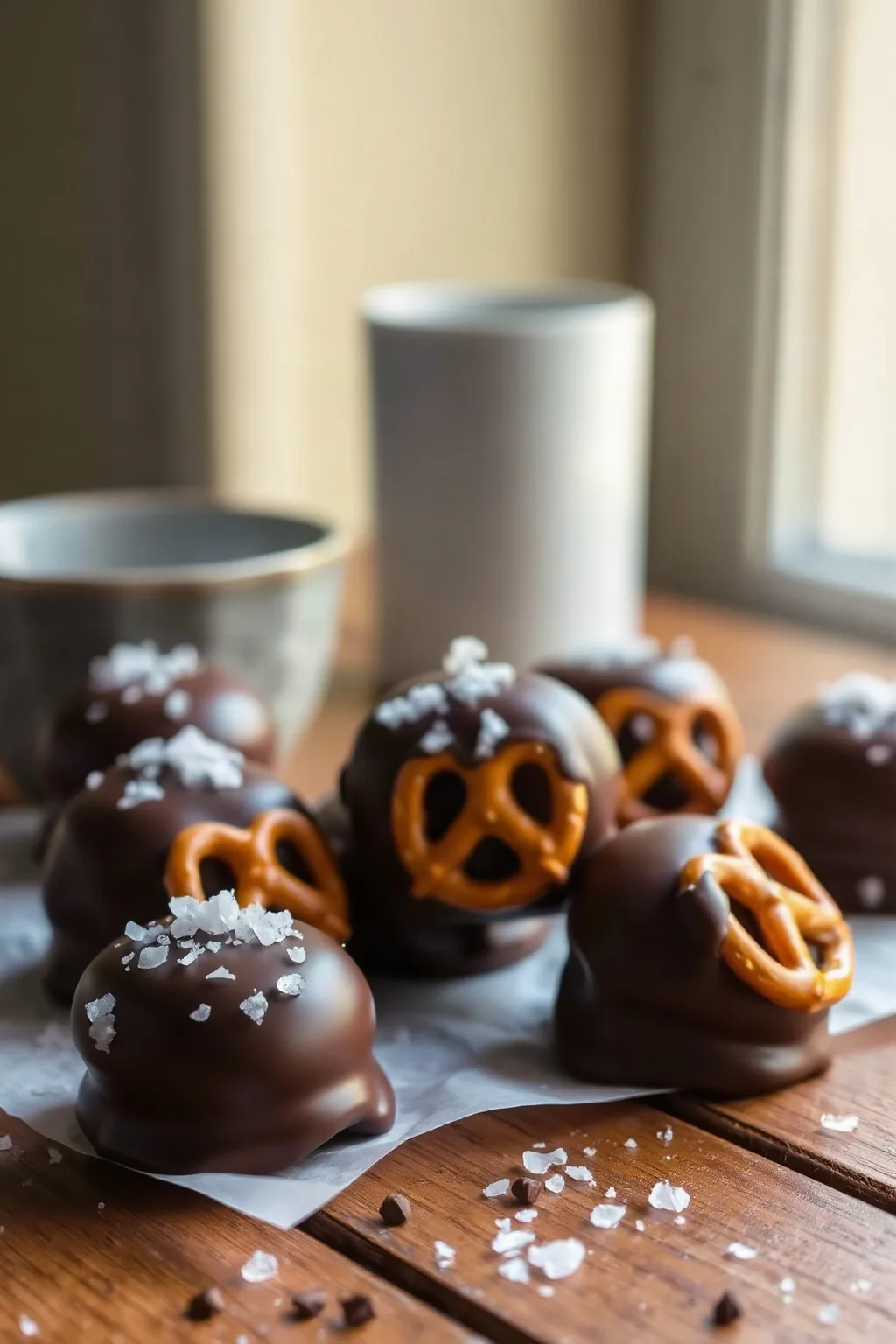Pretzels con Chocolate y Sal Marina