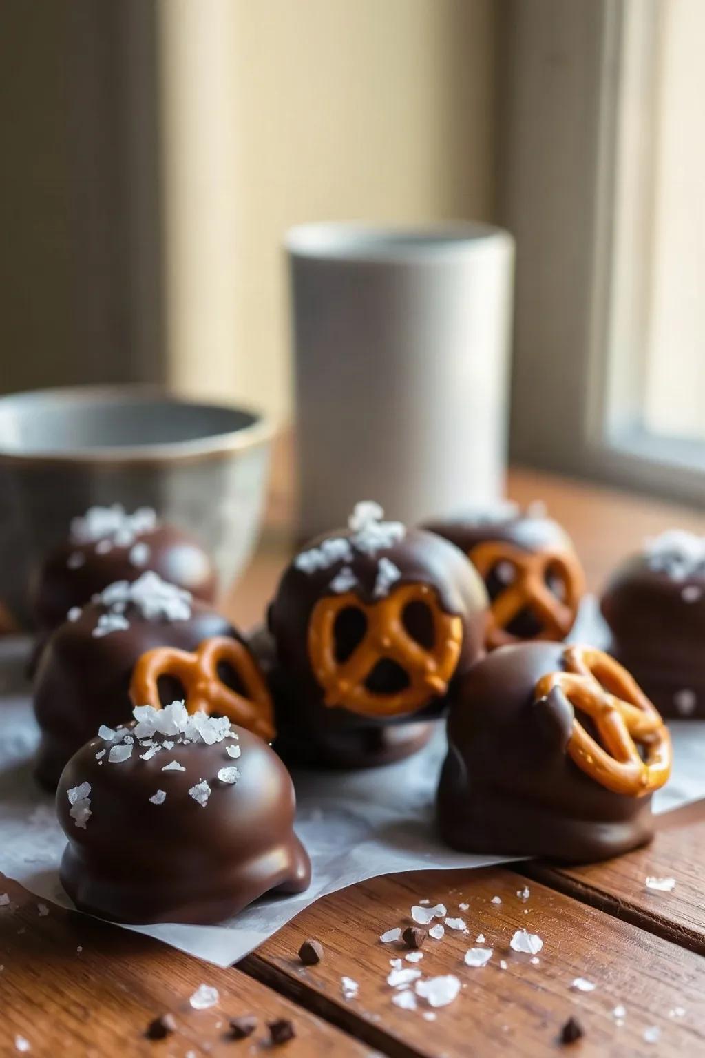 Chocolate Pretzel Treats with Sea Salt