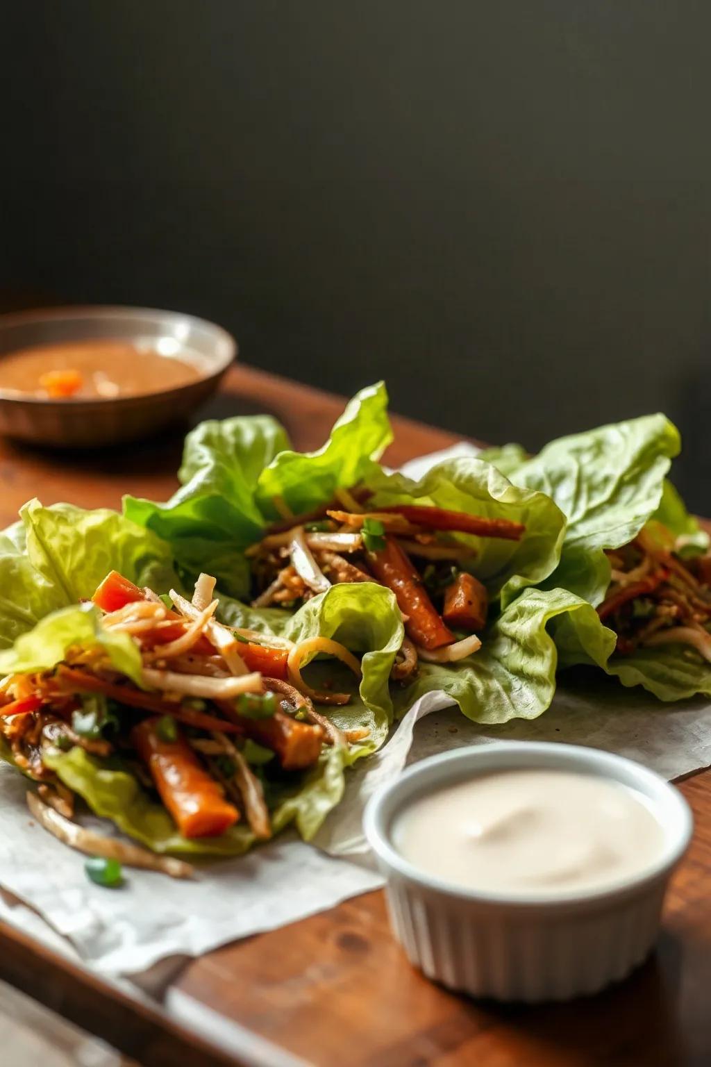 Rápidos Wraps de Lechuga Asiáticos