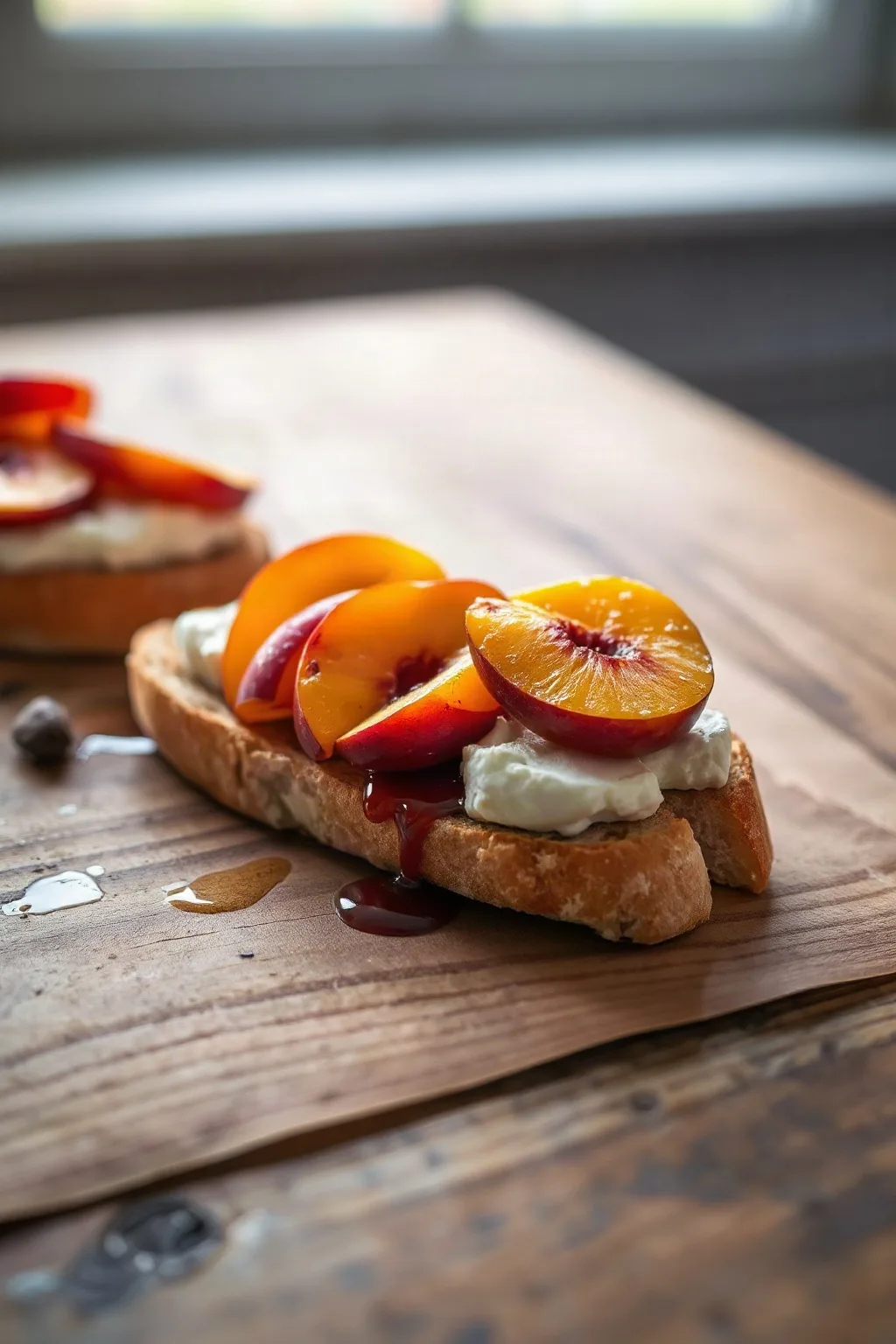 Tartina de Durazno y Queso de Cabra