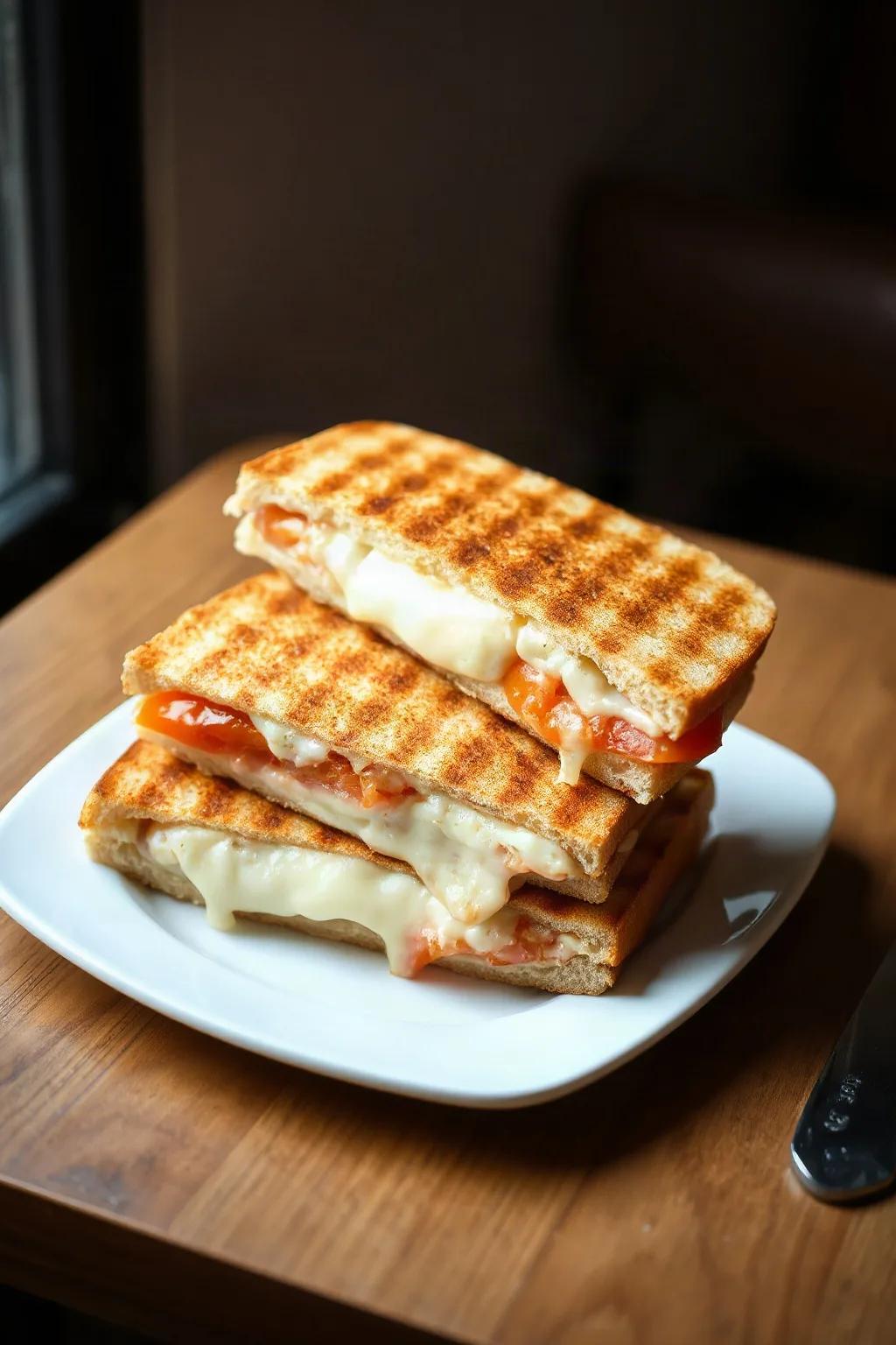 Basic Grilled Panini with Cheese and Tomato