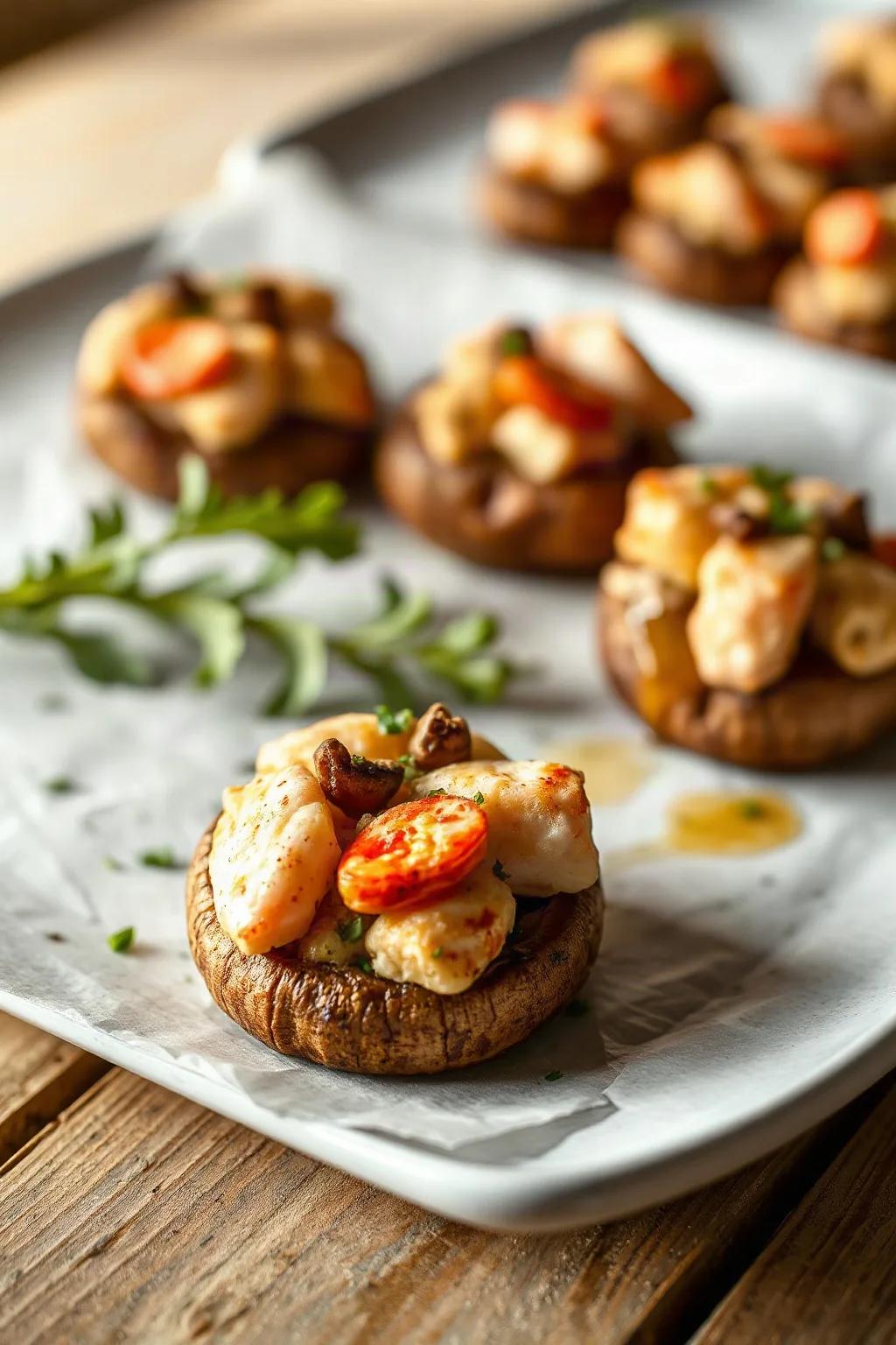Champignons farcis au crabe et homard