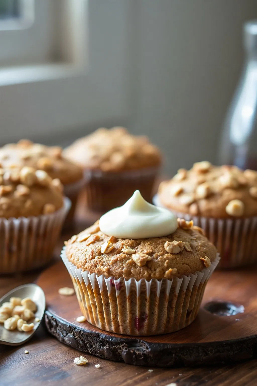 Muffins à la banane et avoine avec crème sure