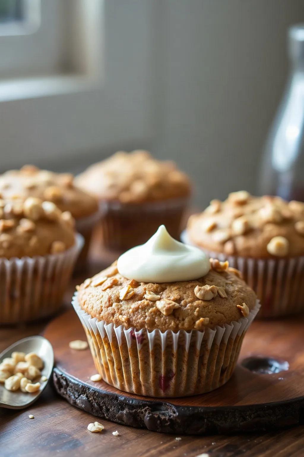 Banana Oat Muffins with Sour Cream