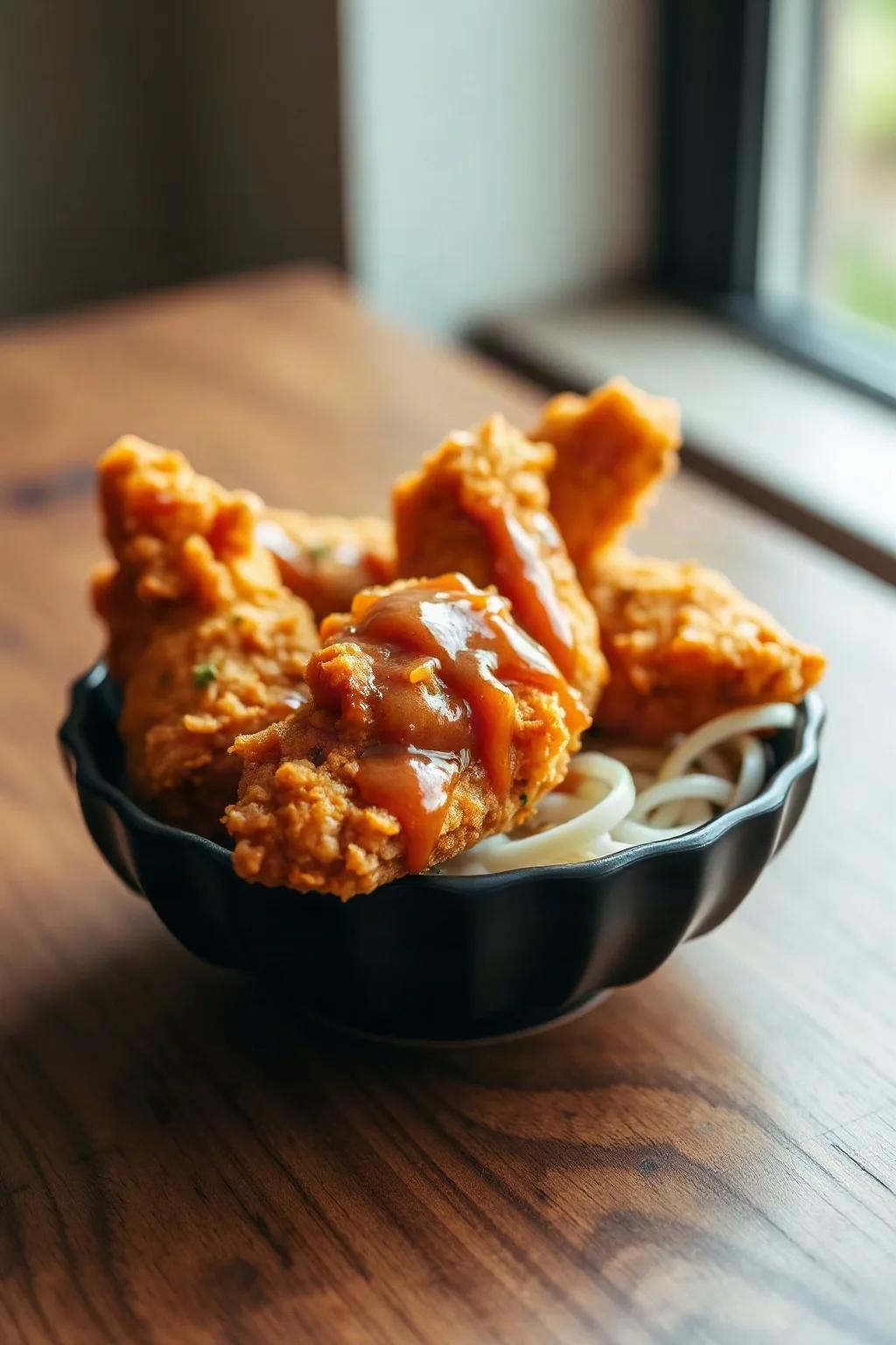 Poulet frit japonais Karaage avec sauce mayo-miel
