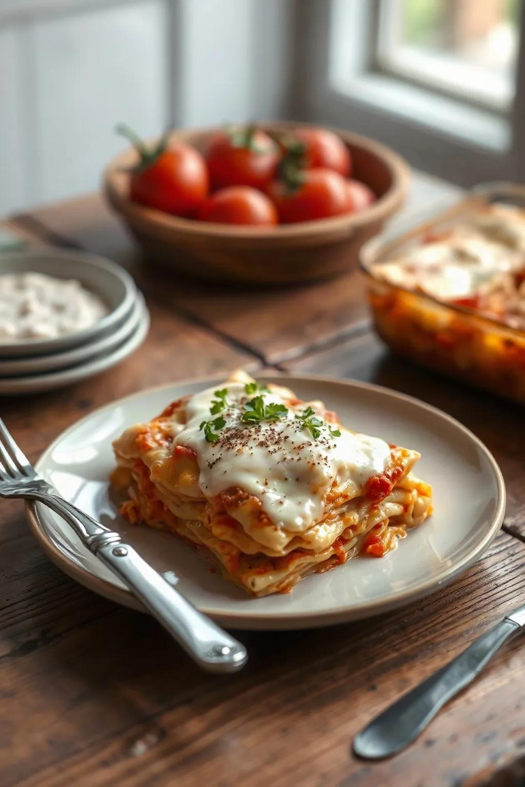 Creamy White Cheese Chicken Lasagna