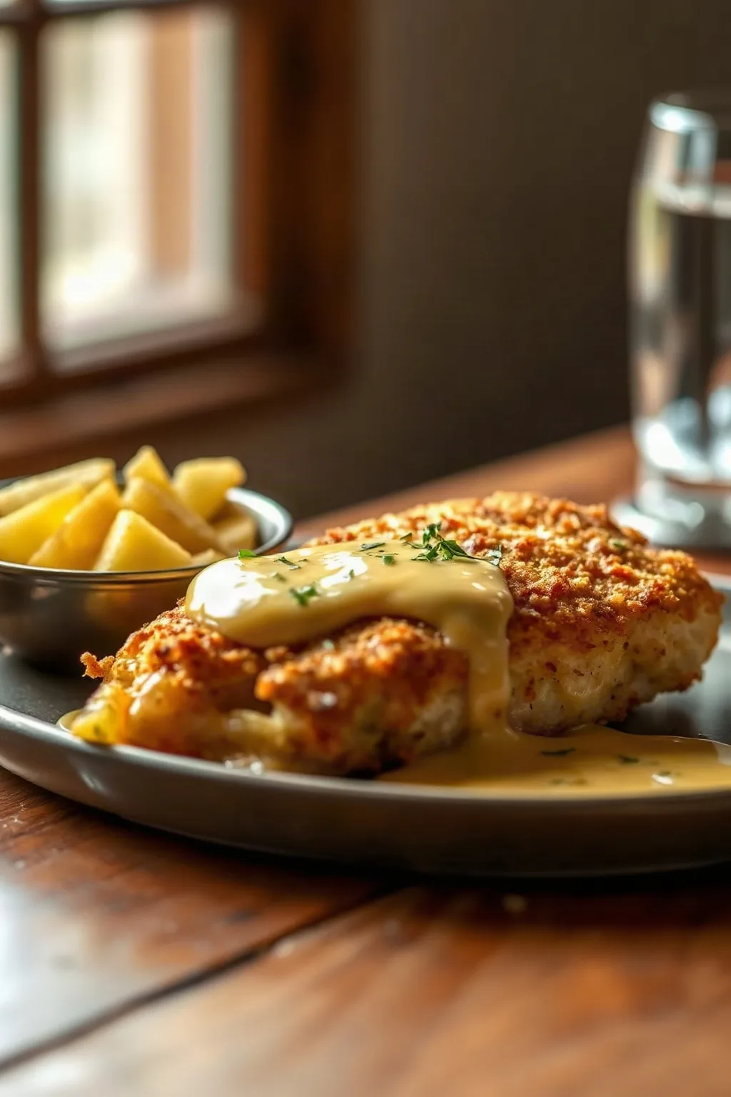 Potato Crusted Cod with Herb Butter Sauce