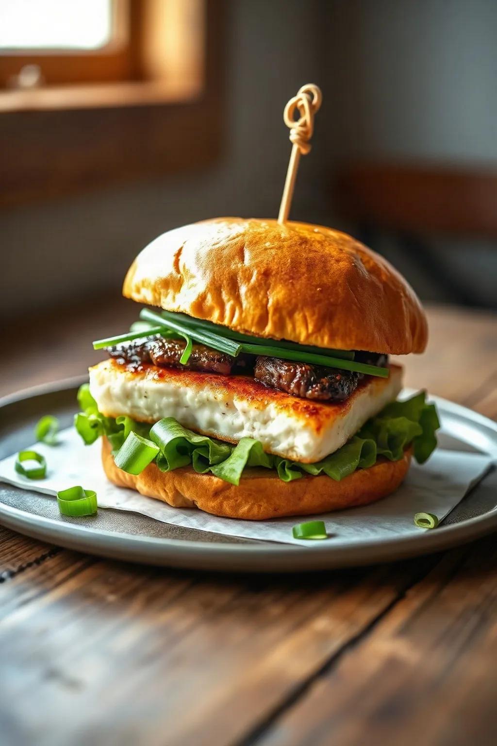 Burgers de thon ahi délicieux avec ciboulette
