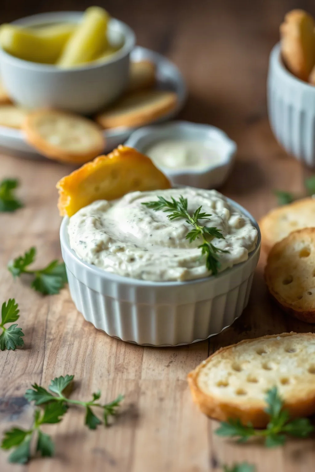 Dip Cremoso de Pepinillos con Eneldo Fresco
