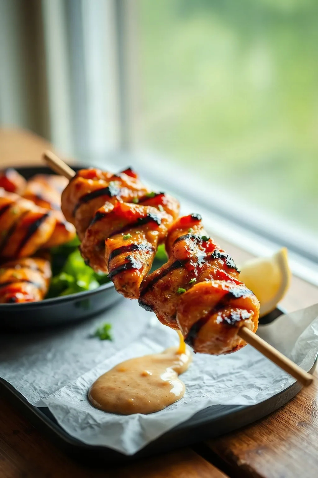 Poulet Grillé sur Bâton avec Marinade Acidulée