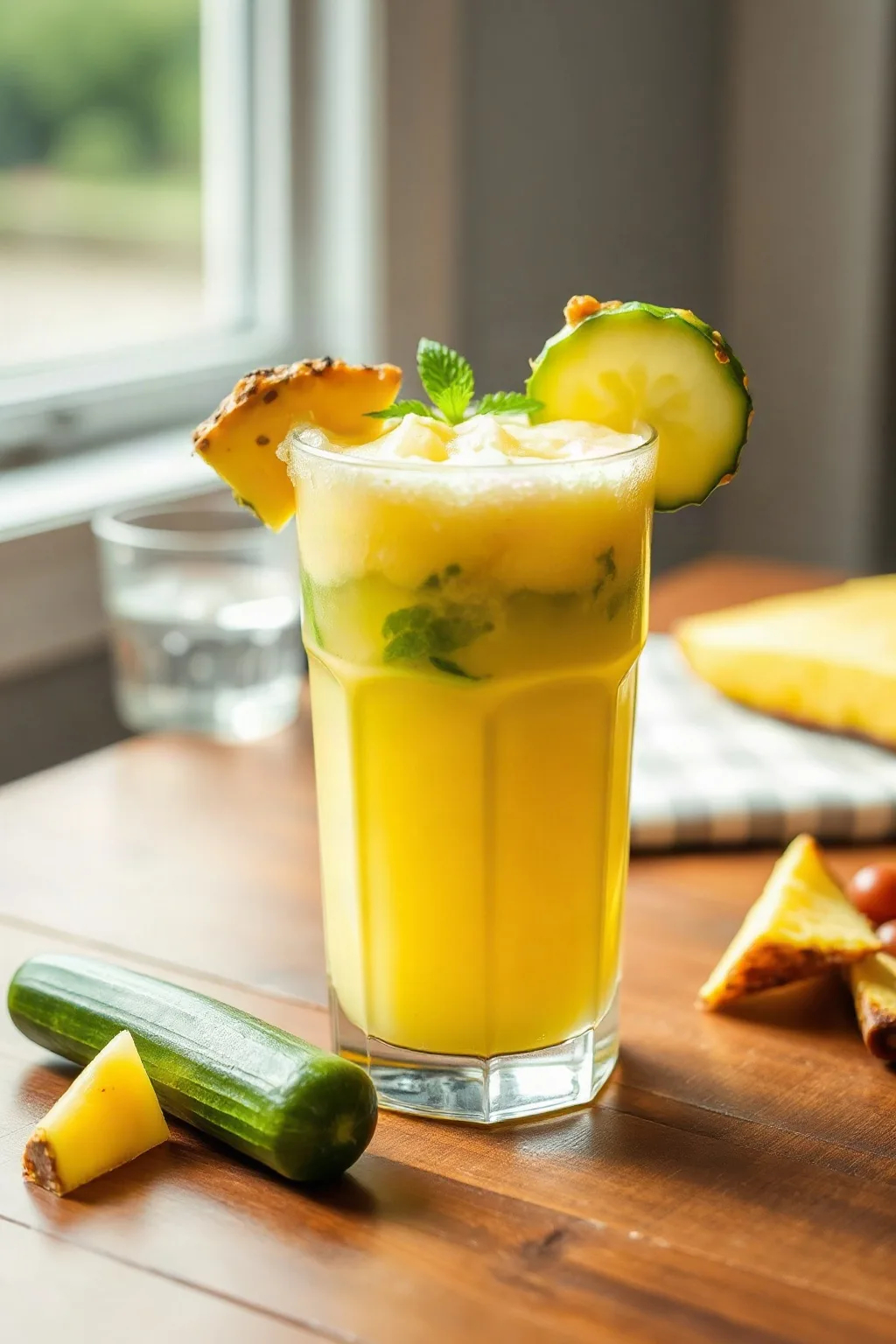 Jus d'ananas et concombre frais