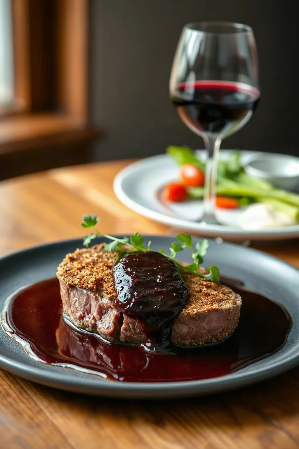 Blue Cheese Crusted Filet Mignon with Port Wine Sauce