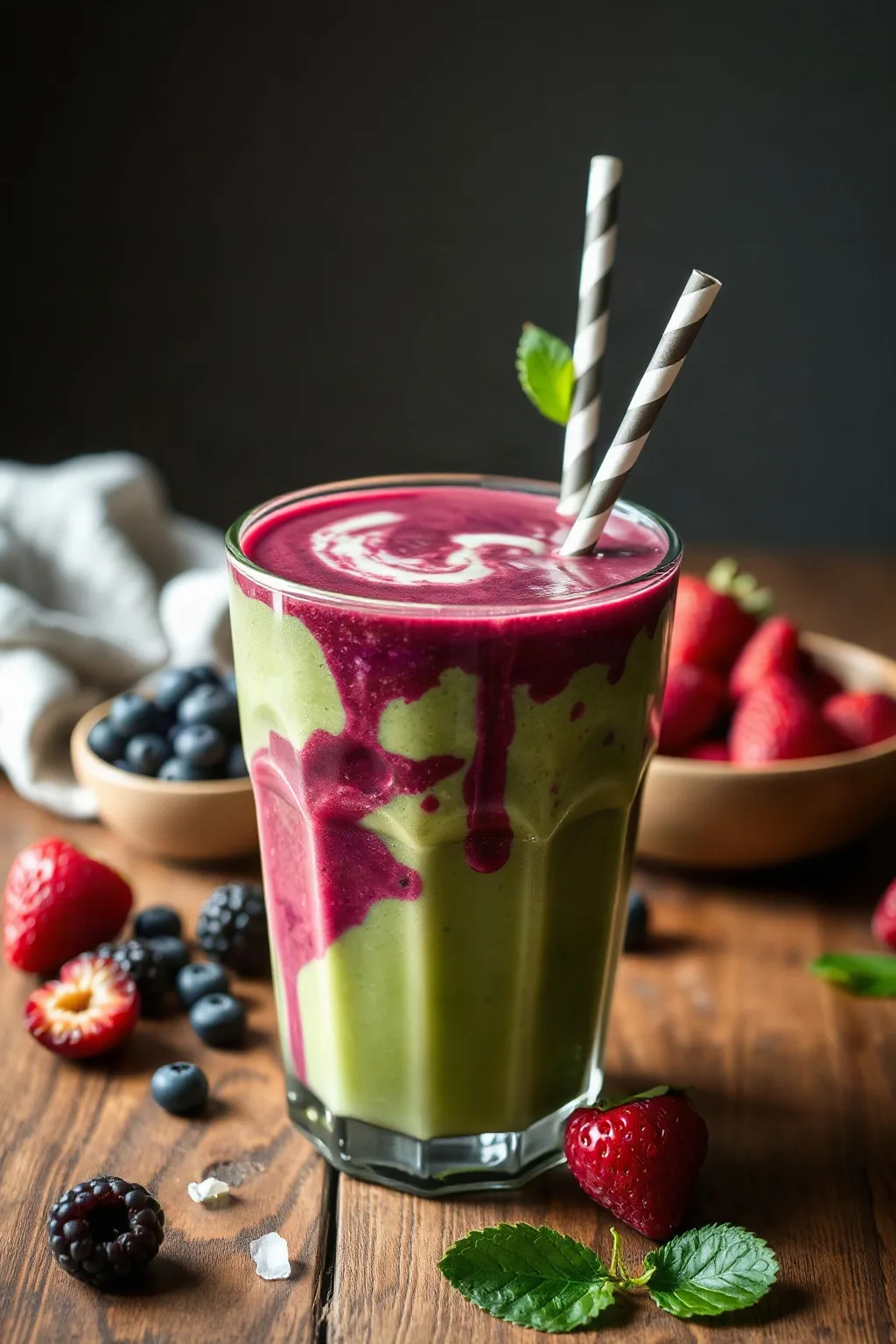 Matcha Berry Swirl Smoothie
