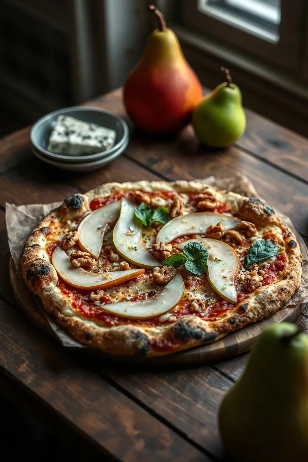 Pizza de Queso Azul, Nueces y Pera