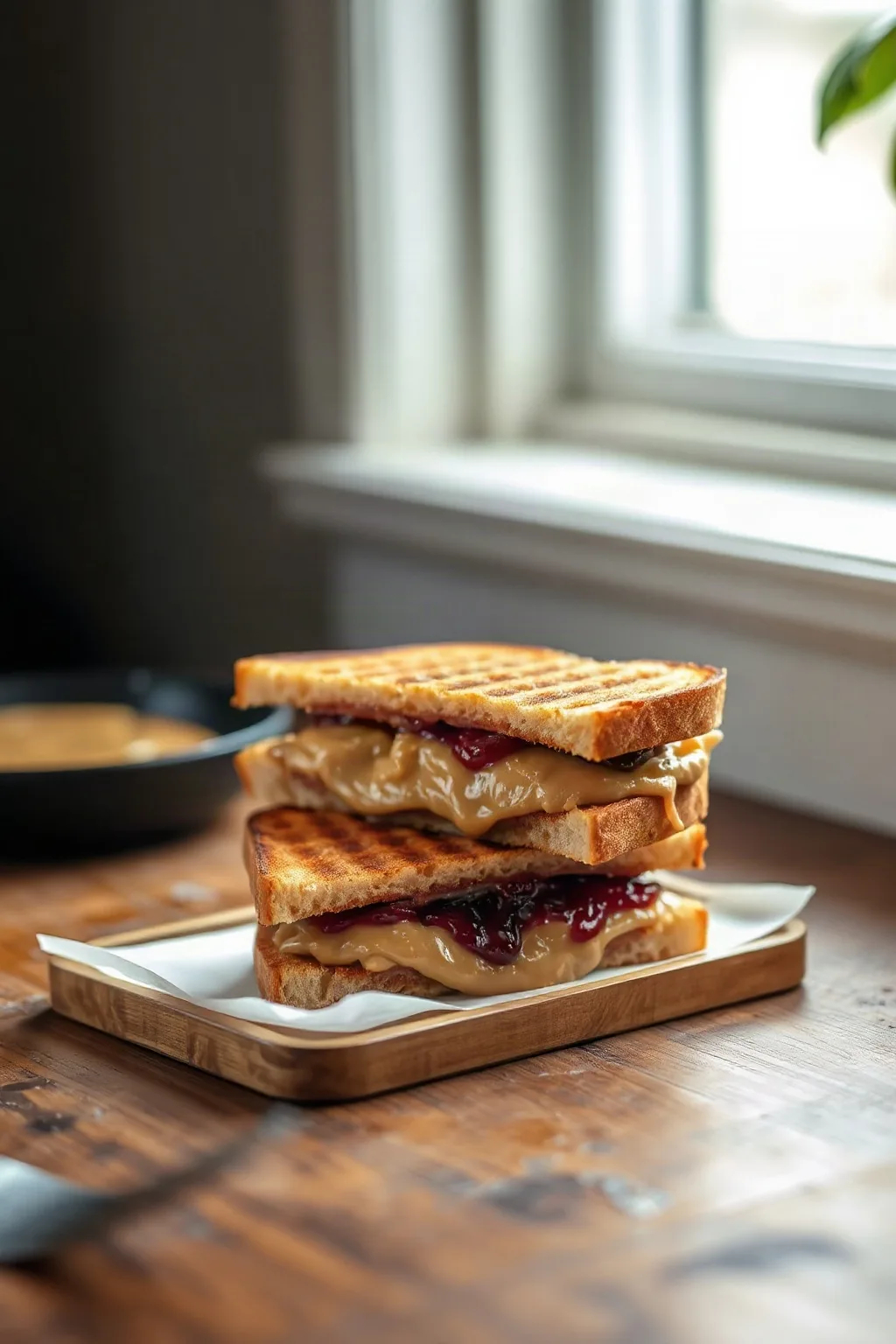 Sandwich Grillé au Beurre d'Arachide et Confiture