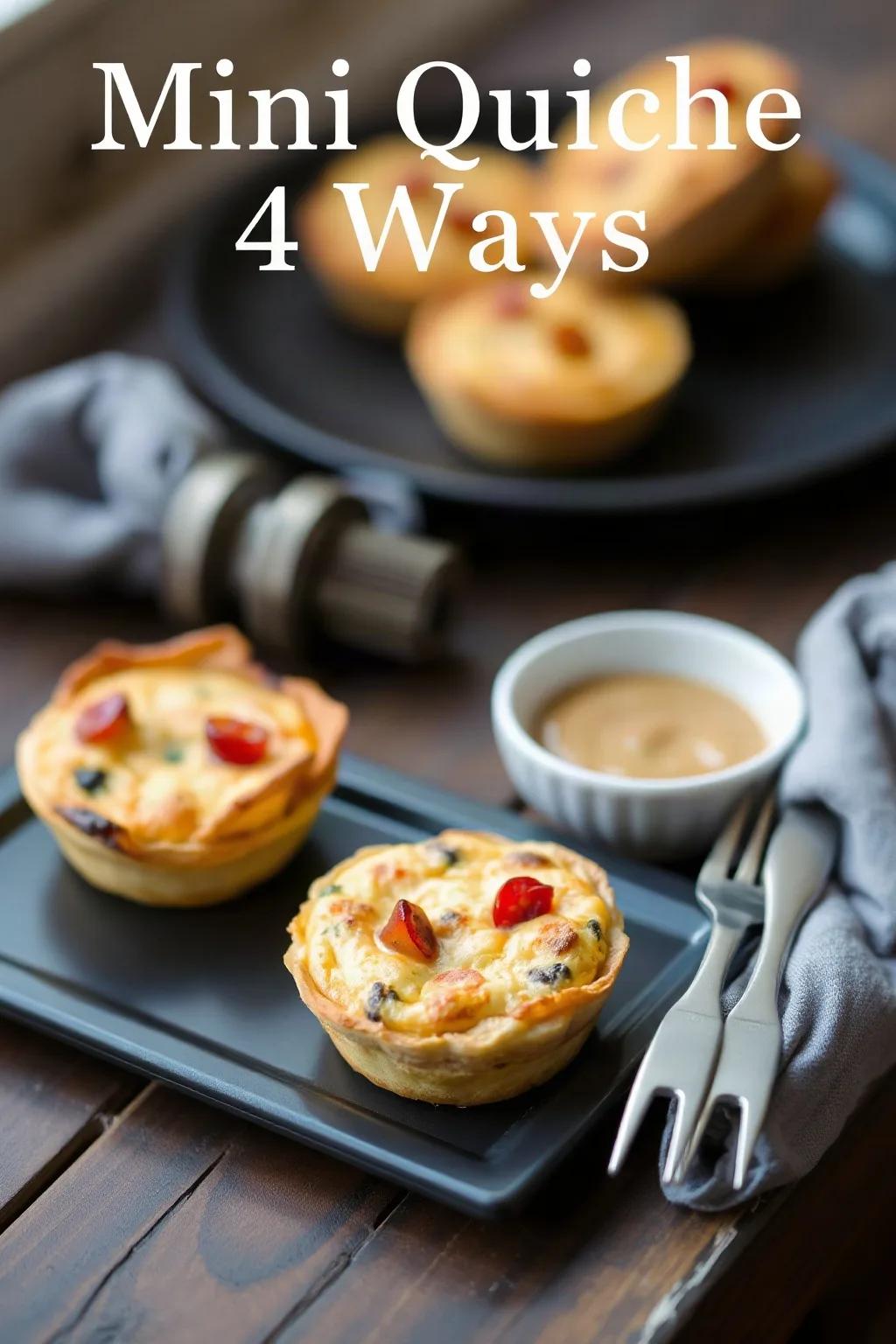 Mini Quiches 4 Façons: Bouchées Versatiles et Délicieuses