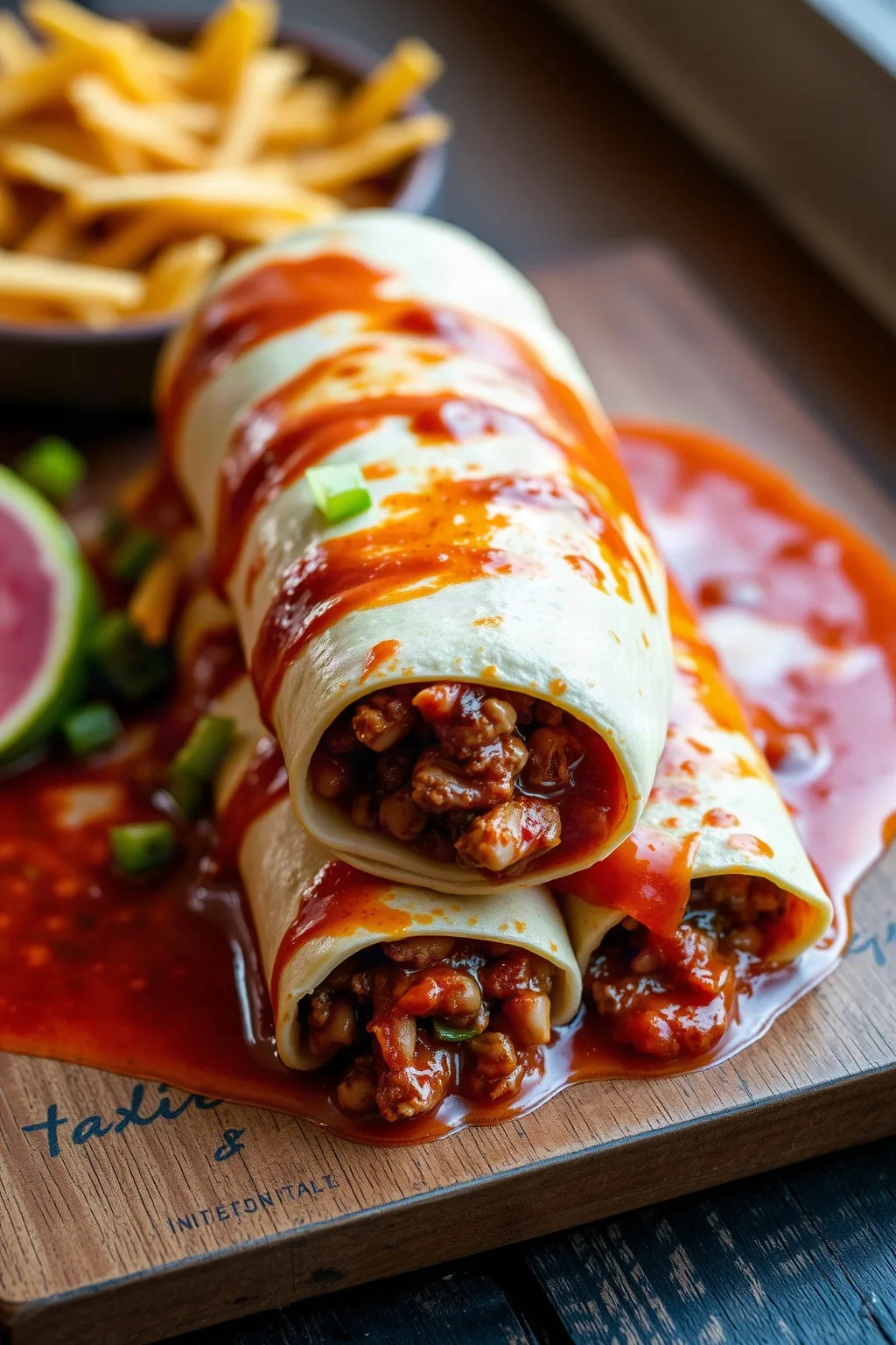 Fabulous Wet Burritos with Rich Enchilada Sauce