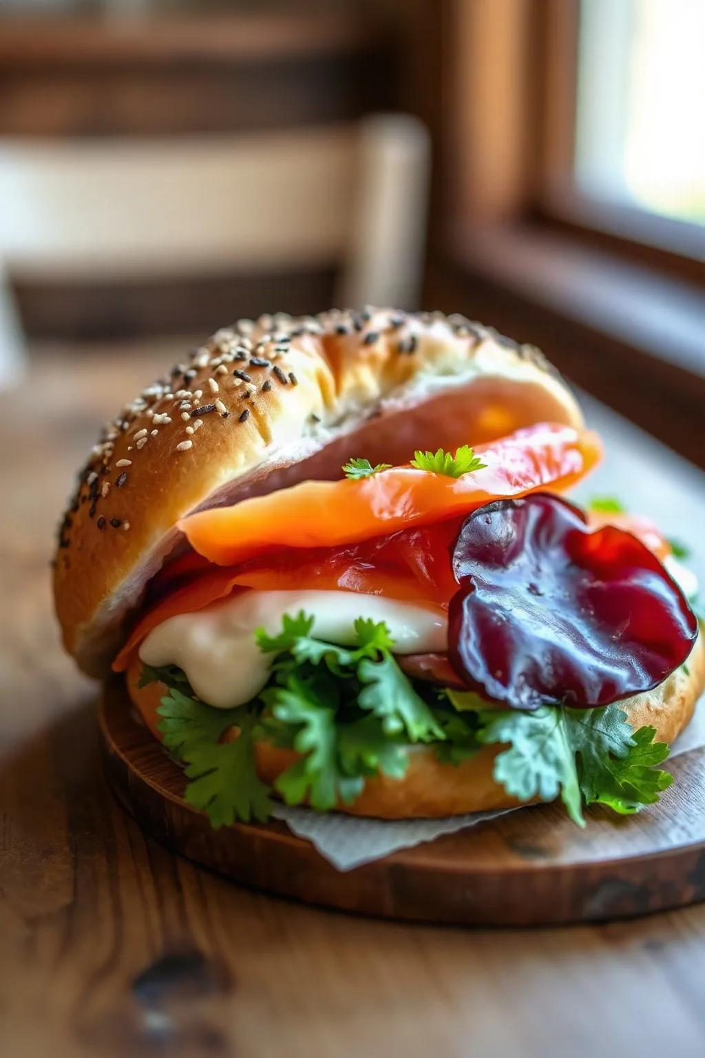 Bagel de Desayuno con Salmón Ahumado