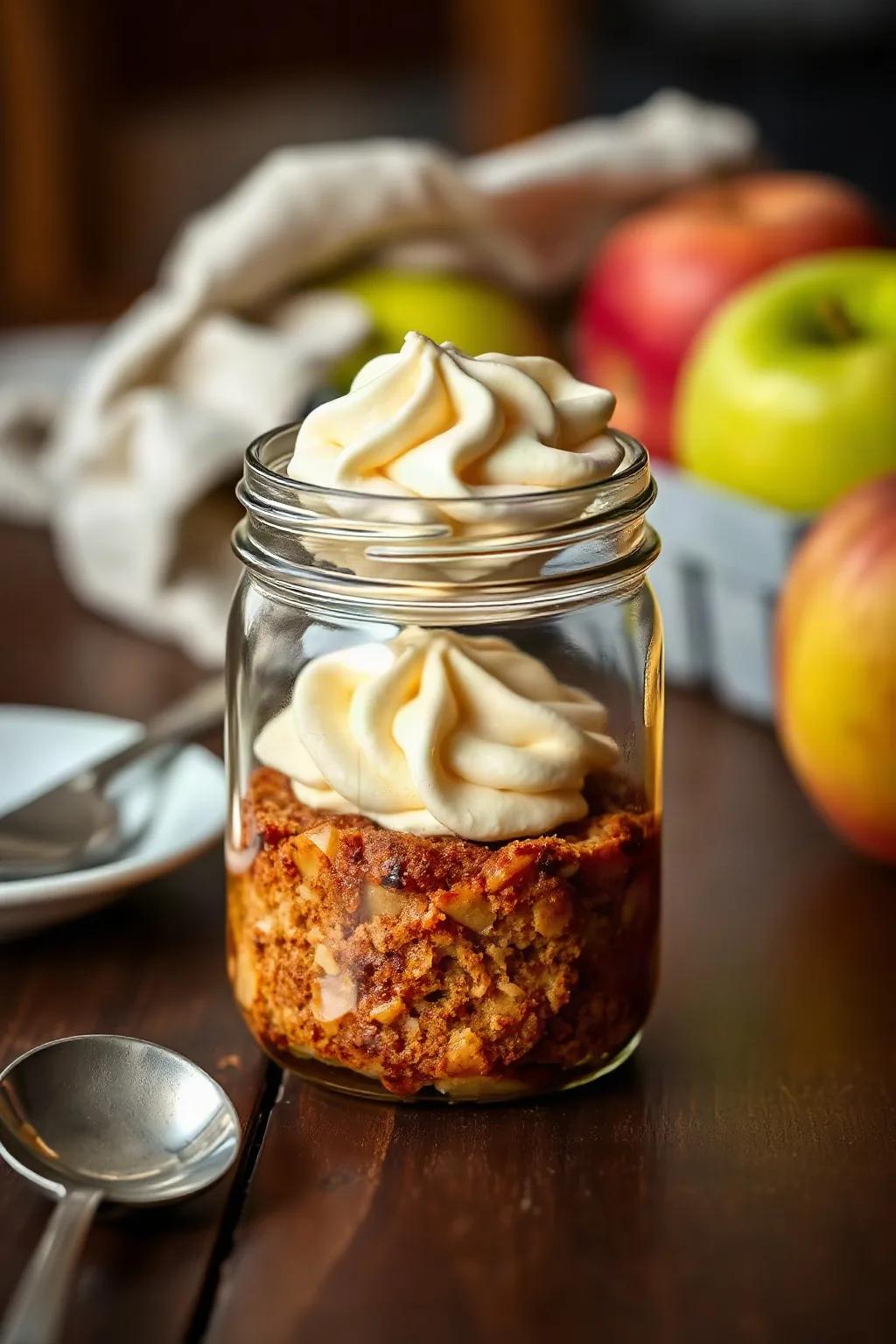 Délicieux gâteau aux pommes en pot