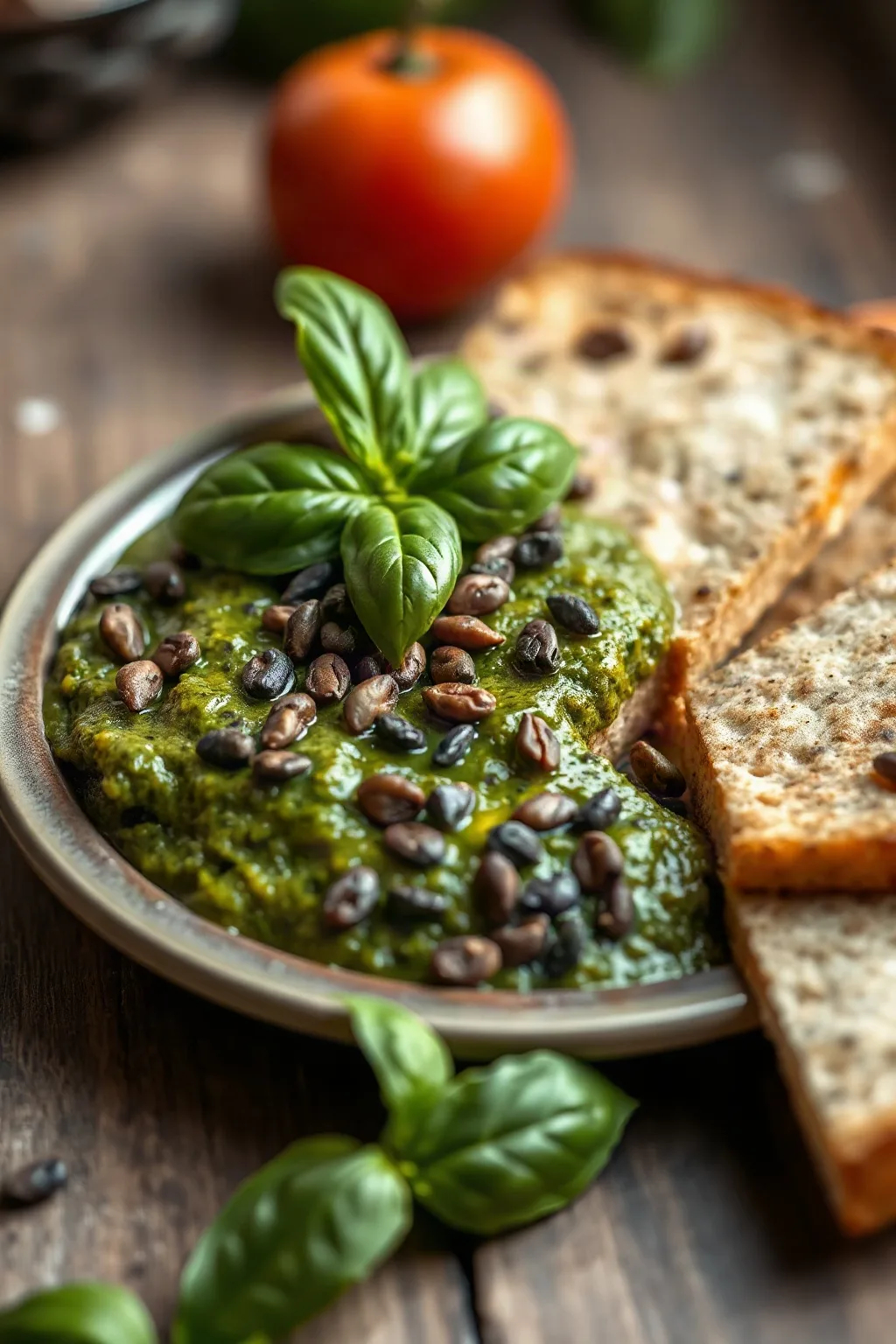 Pesto de Nibs de Cacao con Albahaca Fresca