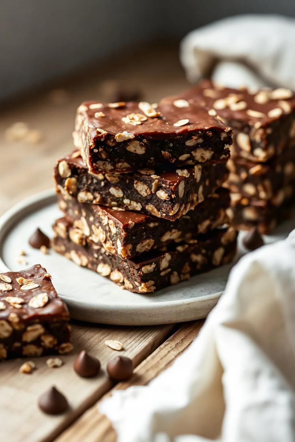 Barres d'avoine au chocolat sans cuisson