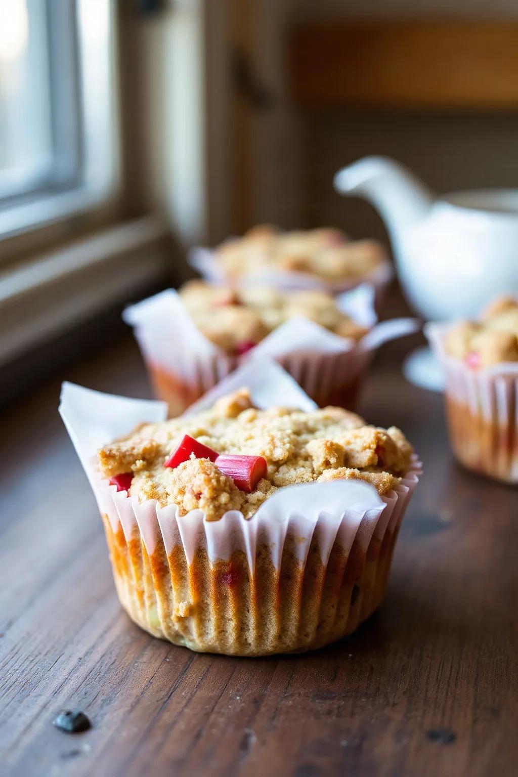 Muffins Crujientes de Ruibarbo
