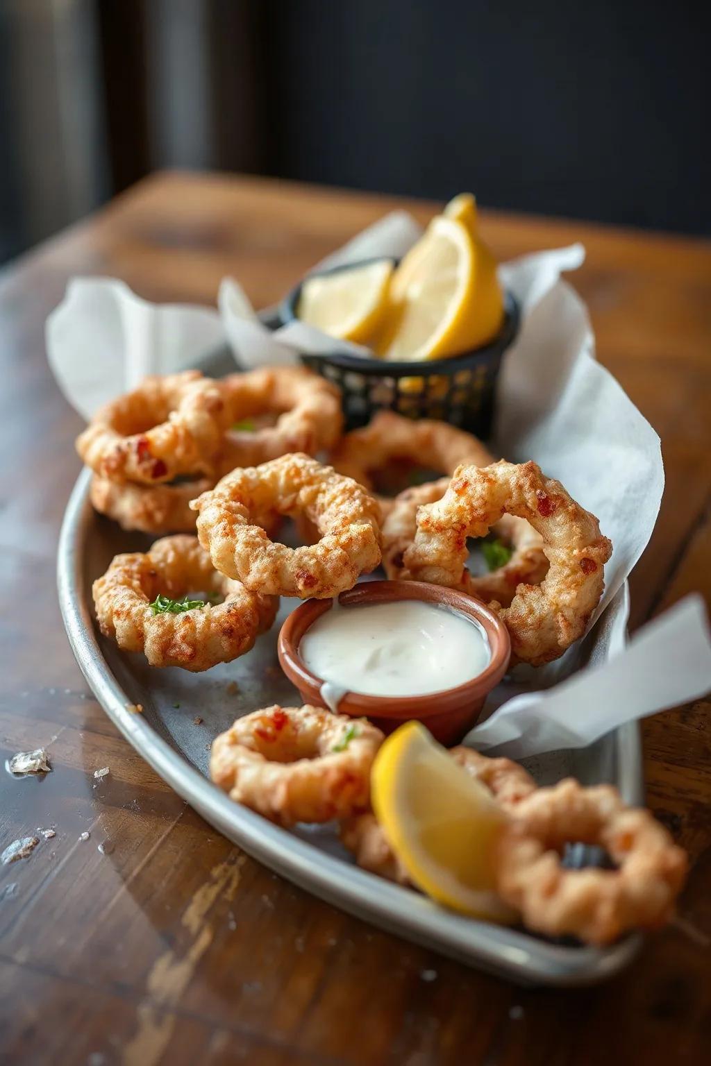 Crispy Calamari Rings with Lemon Aioli