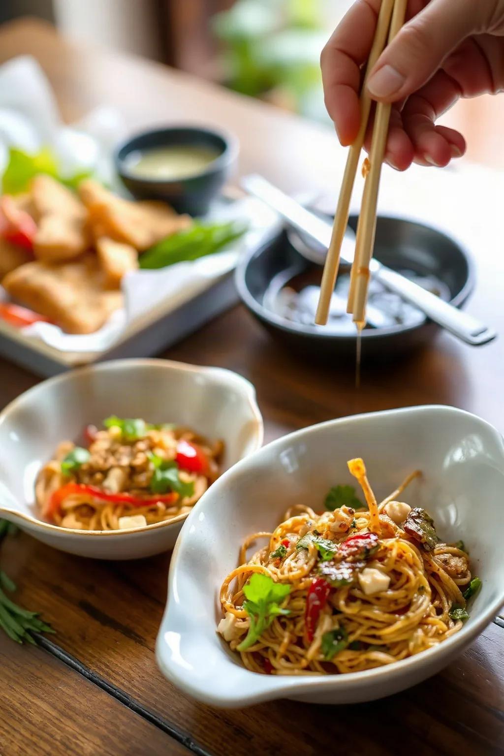 Salade croquante de ramen avec vinaigrette asiatique
