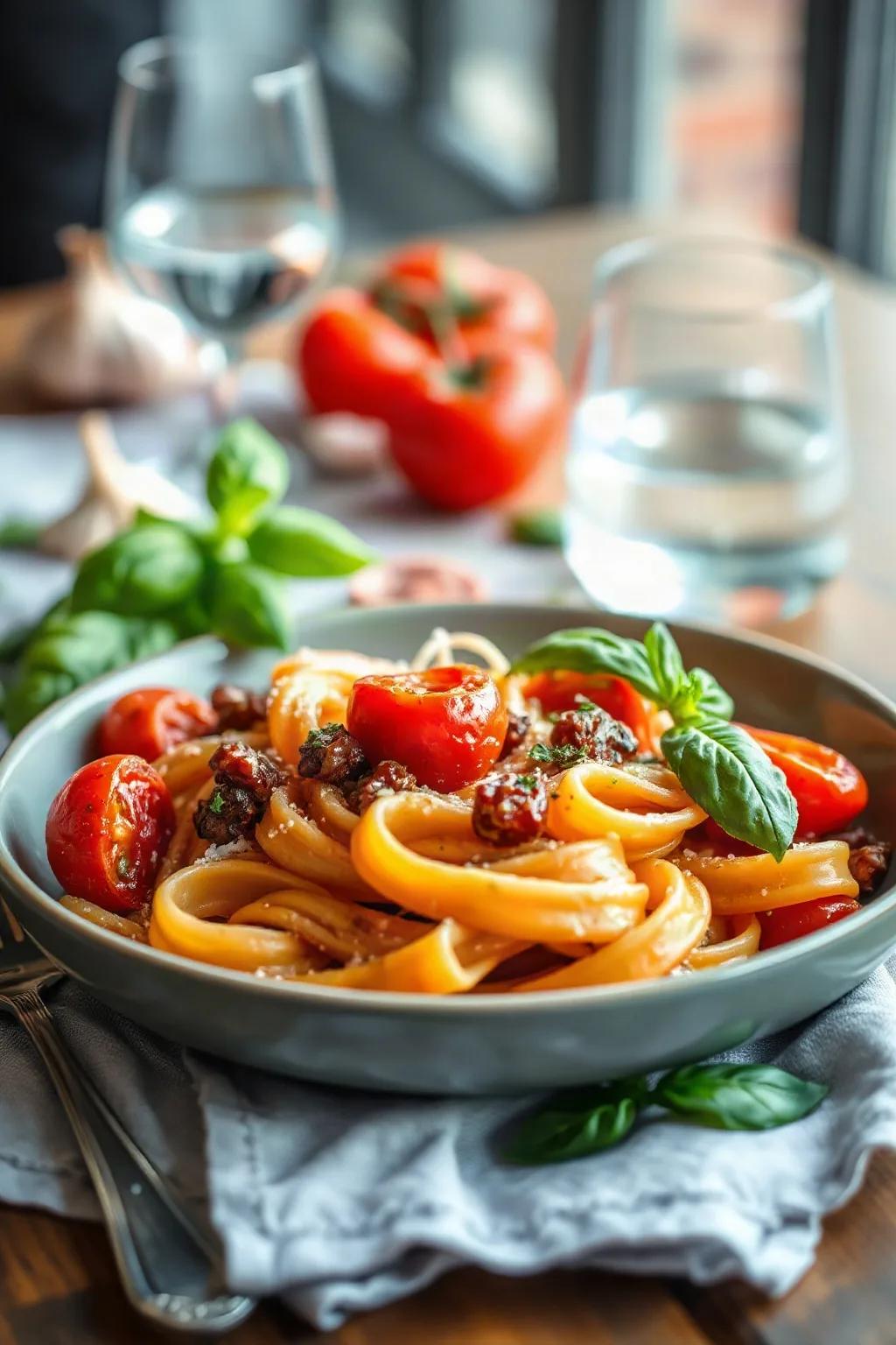 Roasted Cherry Tomato Pasta with Garlic and Basil