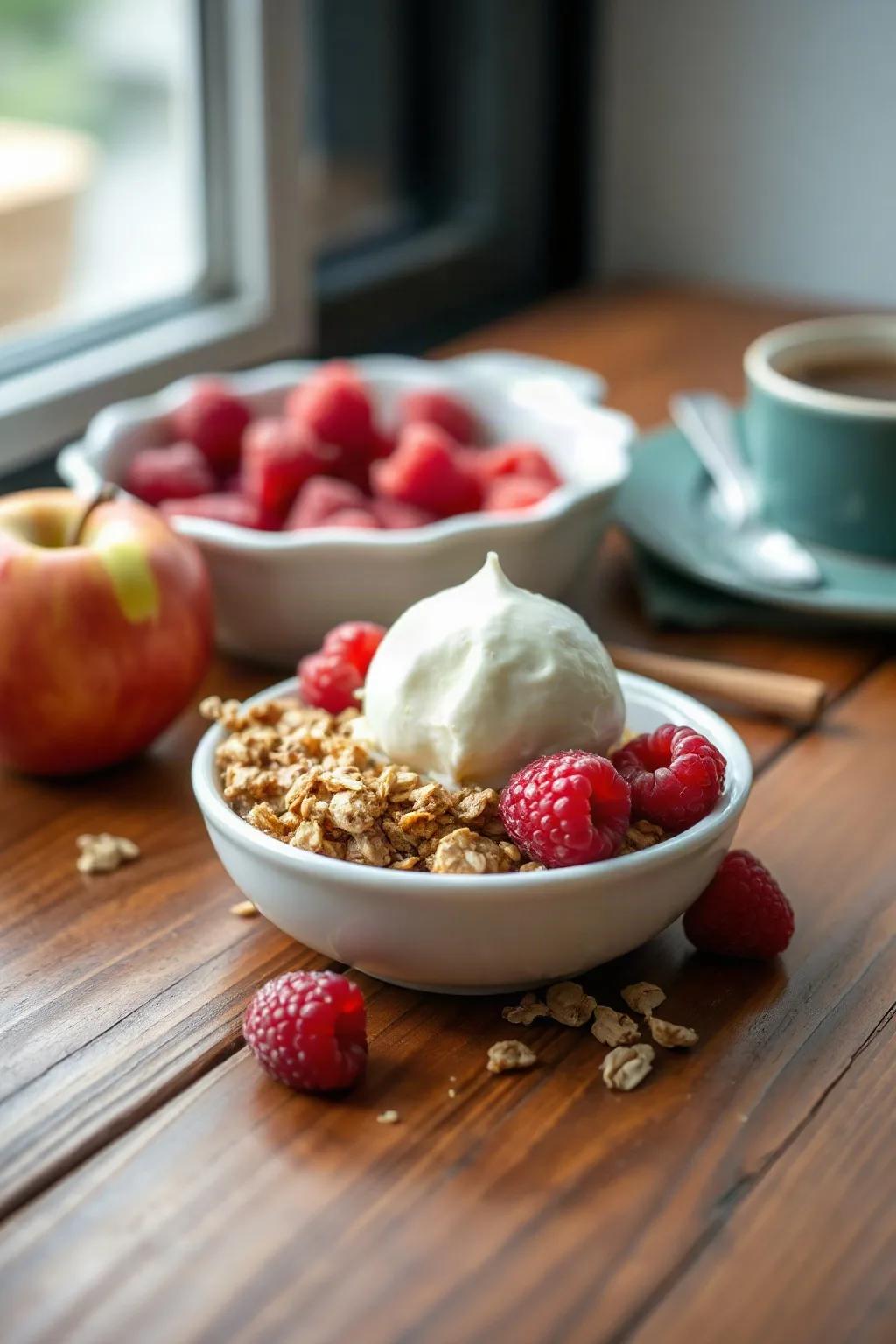 Crujiente de Manzana y Frambuesa