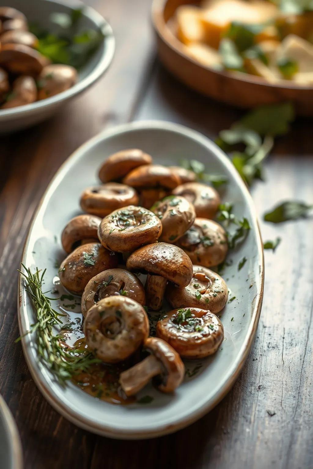 Raw Marinated Mushrooms with Herbs