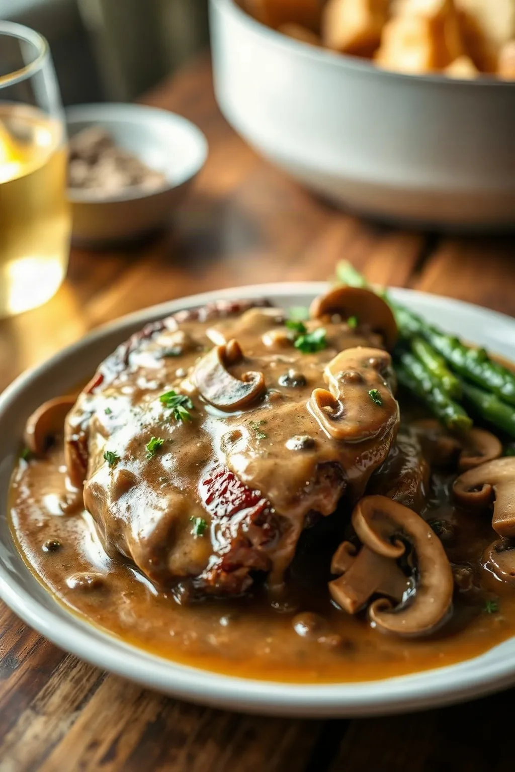 Filet Mignon Étouffé avec Sauce aux Champignons