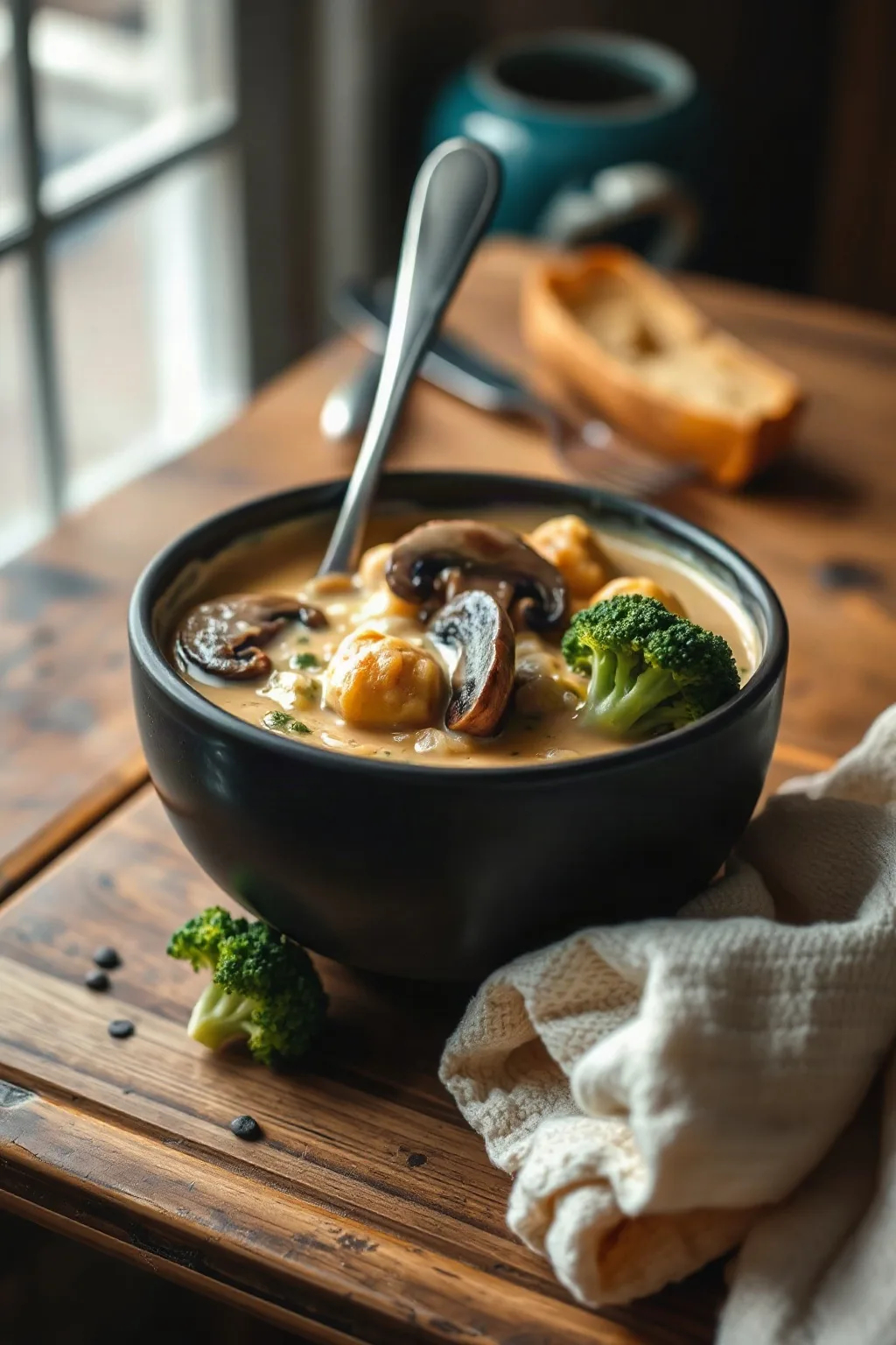 Sopa Cremosa de Brócoli y Champiñones