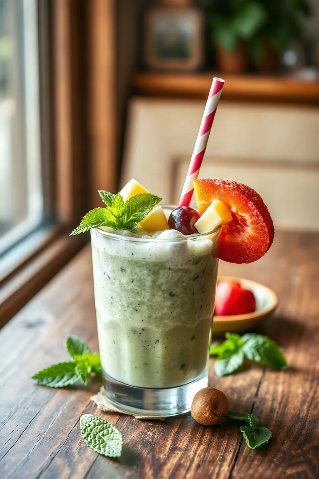 Refreshing Mint and Fruit Smoothie